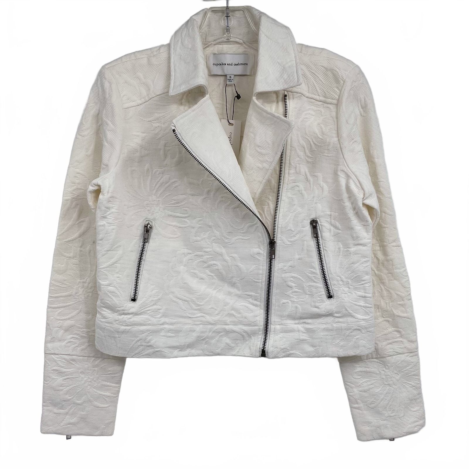 Cupcakes & Cashmere Cream Floral Moto Jacket