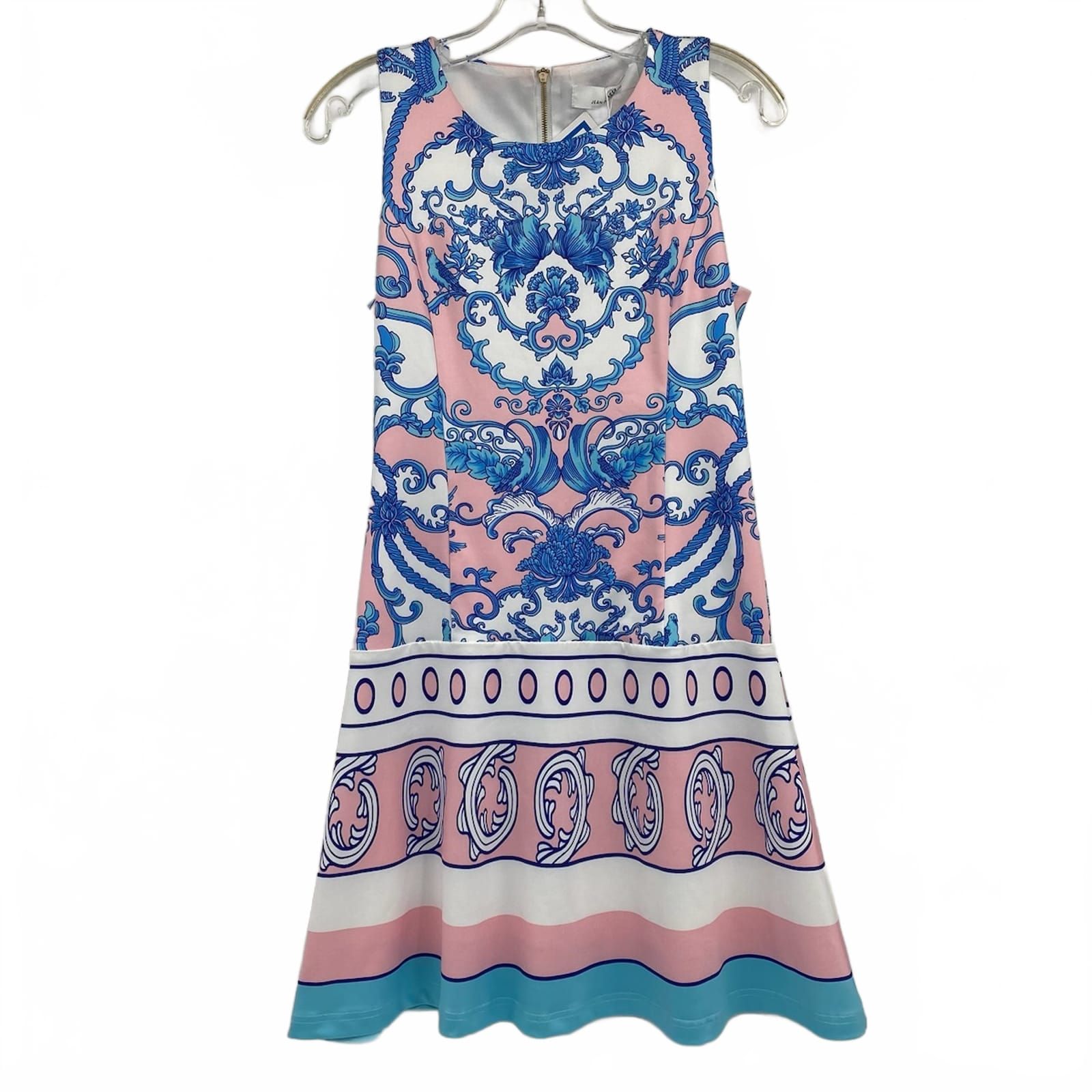 Jean-Pierre Klifa Blue Pink Printed Sleeveless Mini Dress