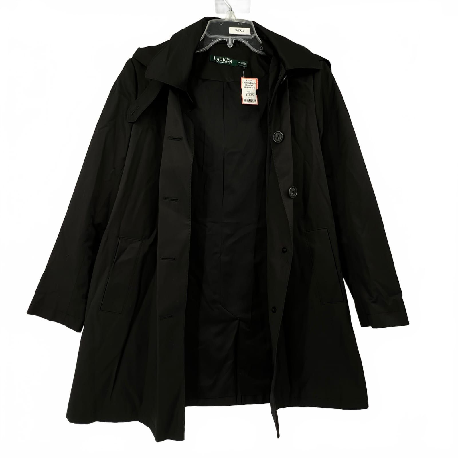 Lauren Ralph Lauren Black Hooded Trench Coat