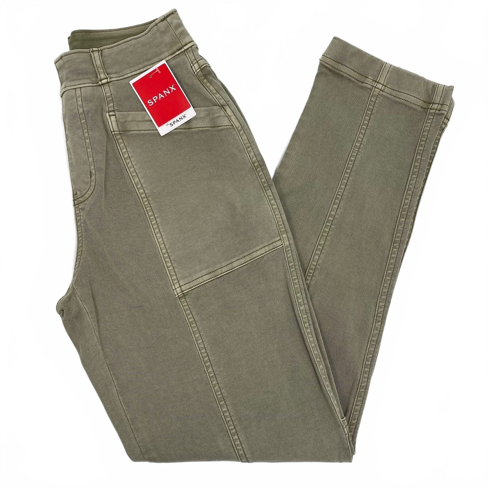 SPANX Green Stretch Twill Straight Leg Pants