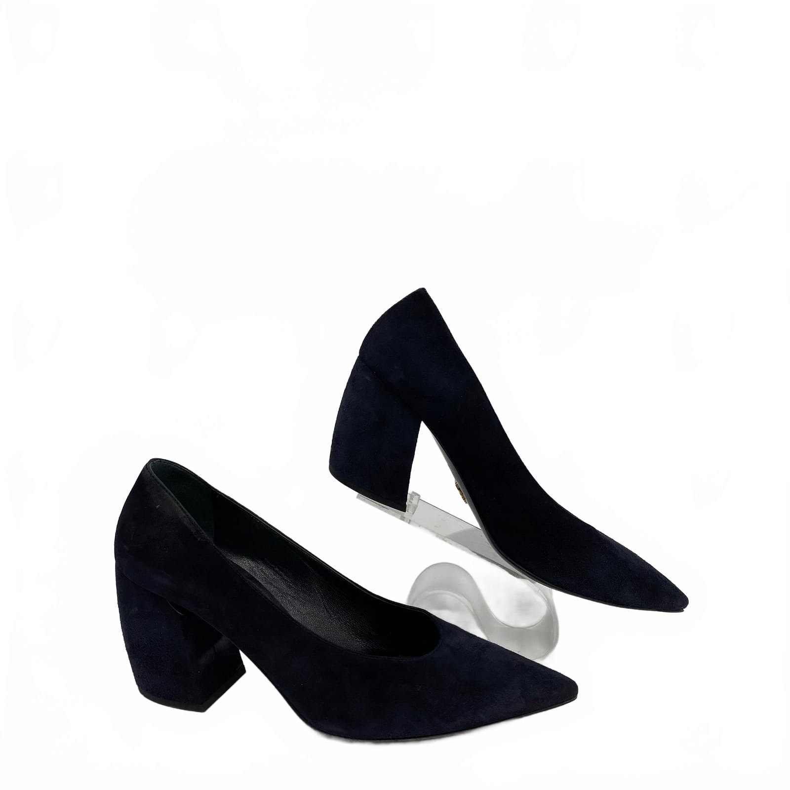 Prada Navy Suede Heels