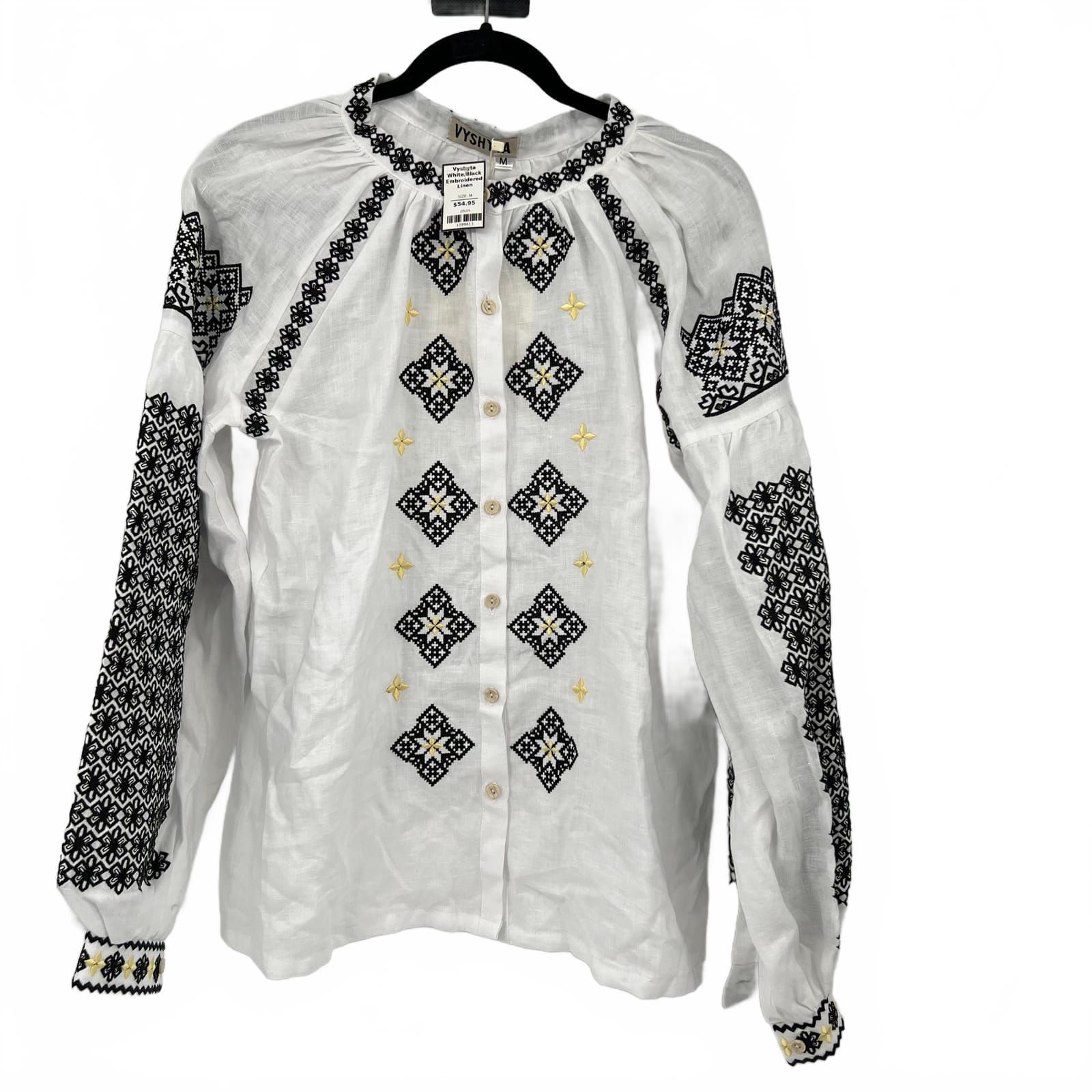 Vyshyta White Linen Viscoe Blouse
