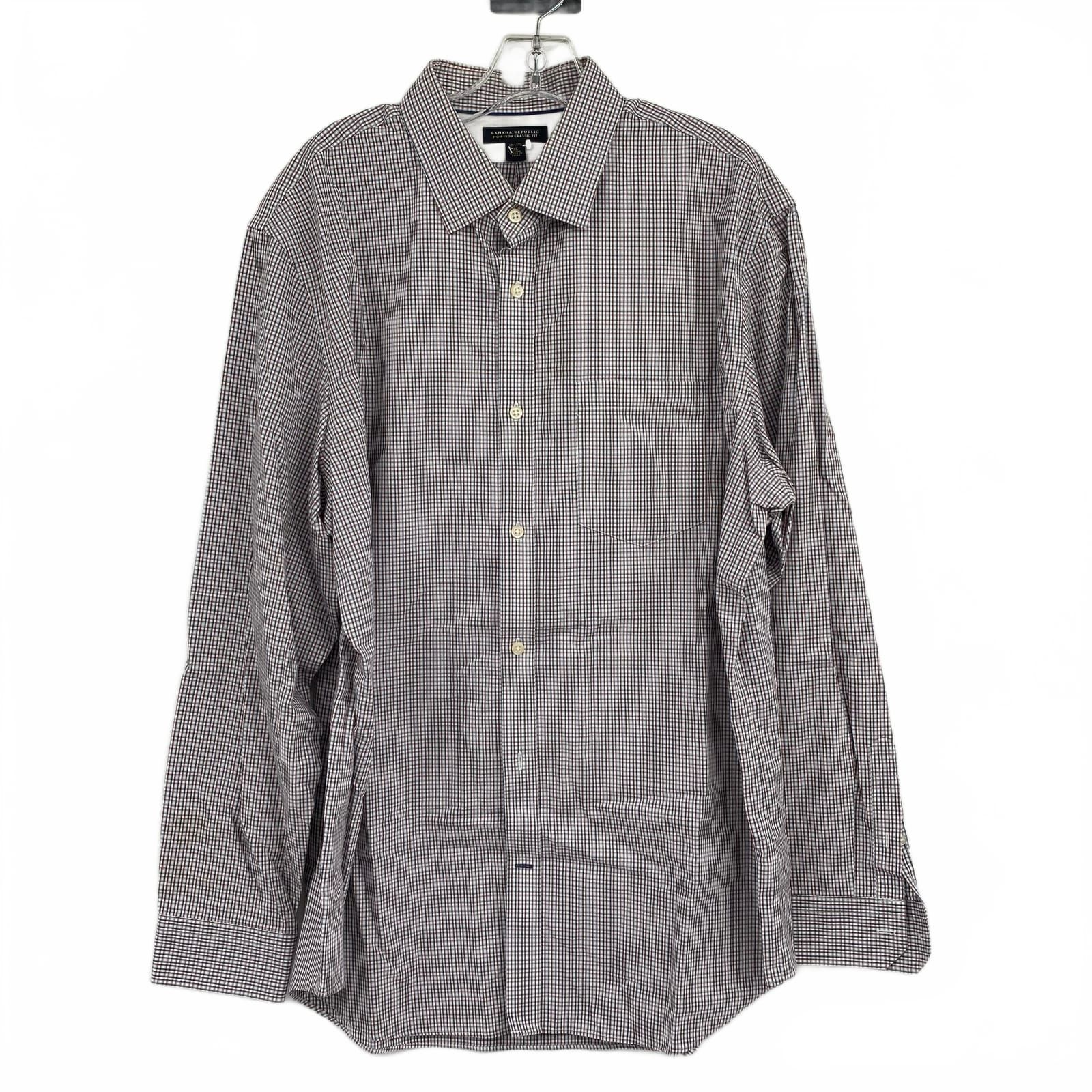 Banana Republic Blue Plaid Cotton Casual Button Down Shirt