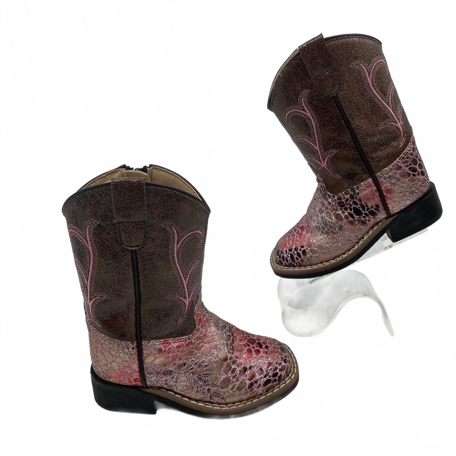 Old West Brown Pink Boots