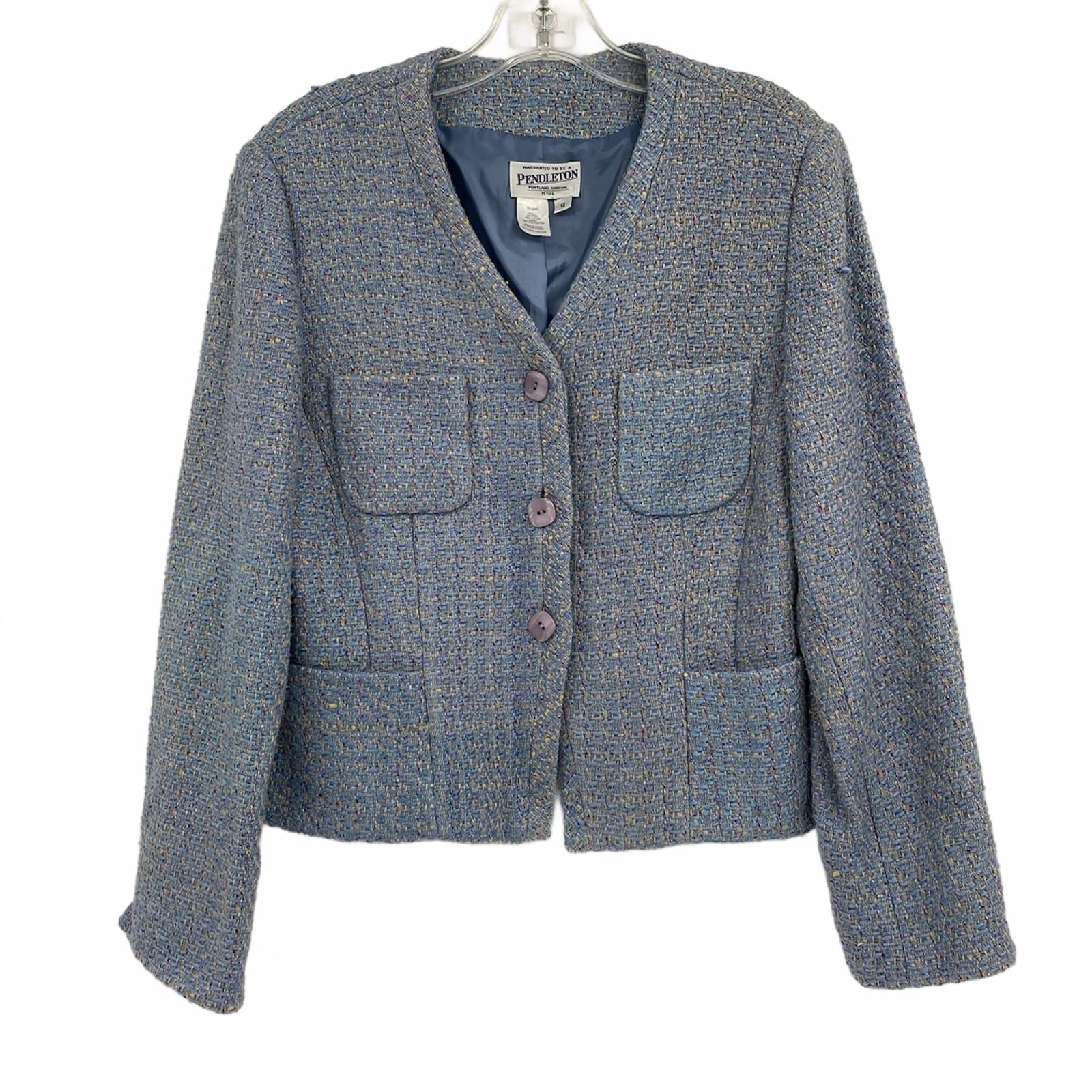 Pendleton Blue Tweed Blazer Jacket