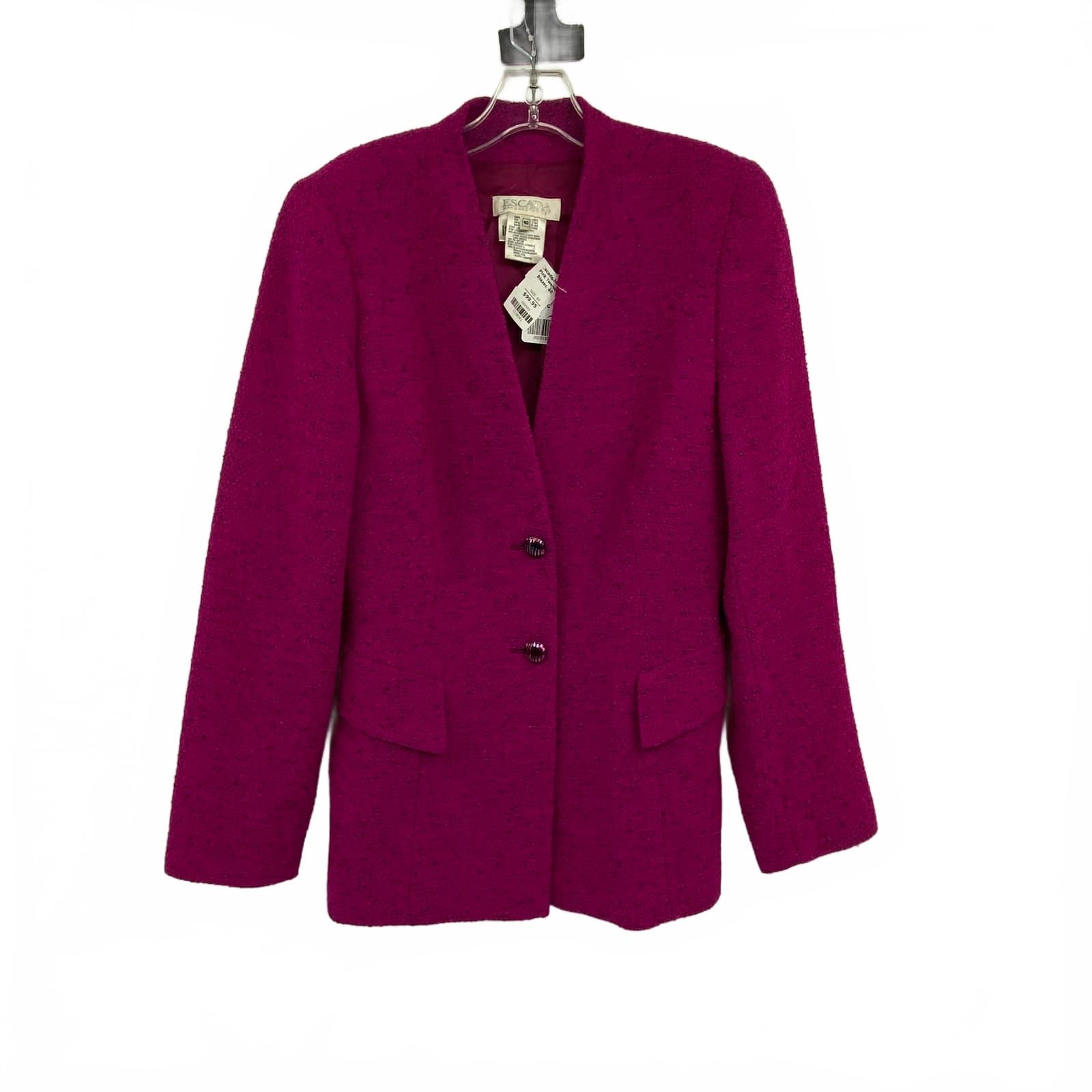 Escada Pink Wool Nylon Tuxedo Blazer