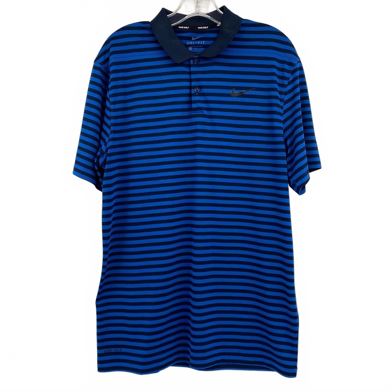Nike Blue Striped Golf Polo Shirt