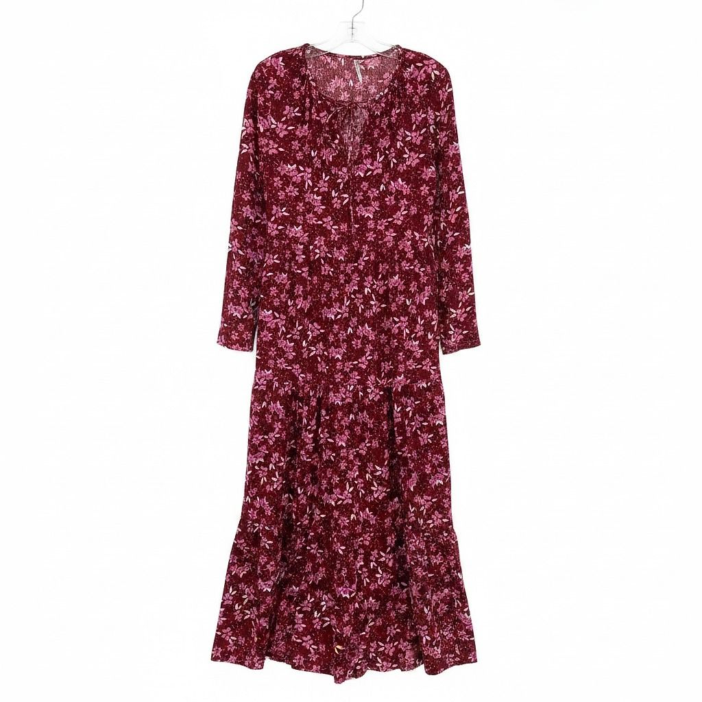 Free People Burgundy Purple Floral Maxi Dress