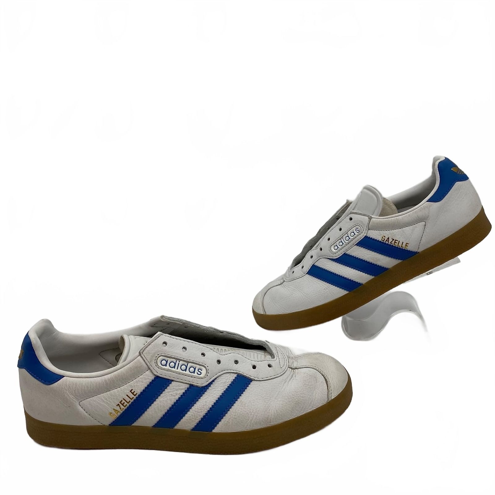 Adidas Gazelle White/Blue Leather Sneakers