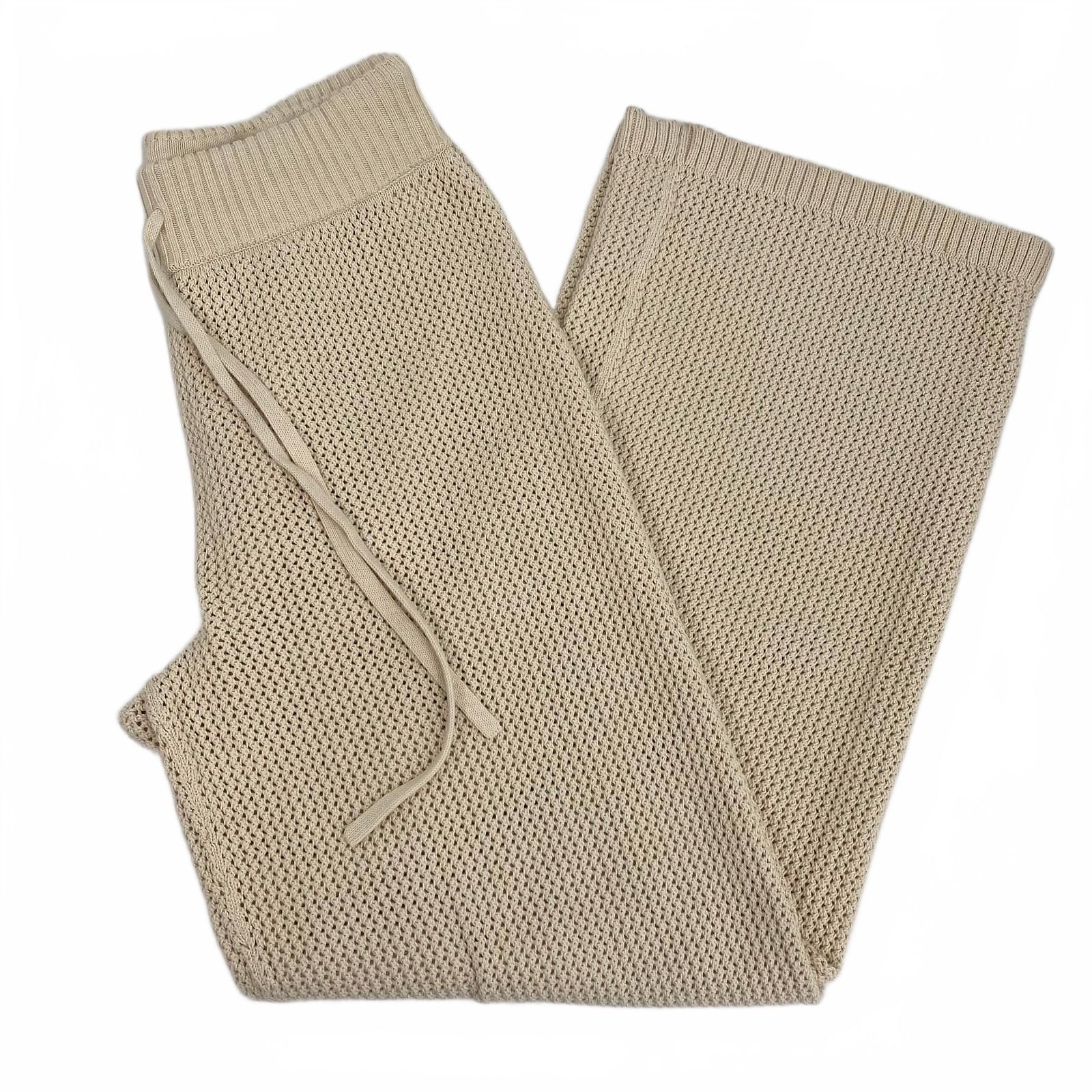 TNA Beige Knit Wide Leg Pants