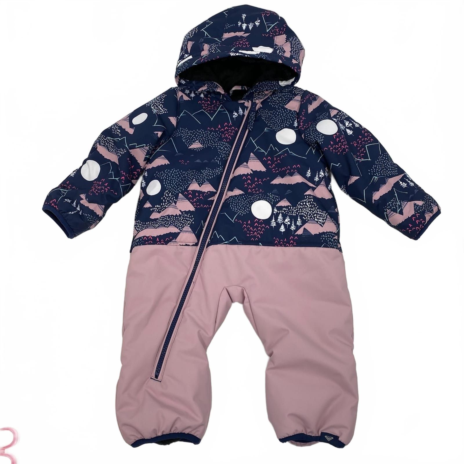 Roxy Navy Blue Pink Mountain Print Snow Suit