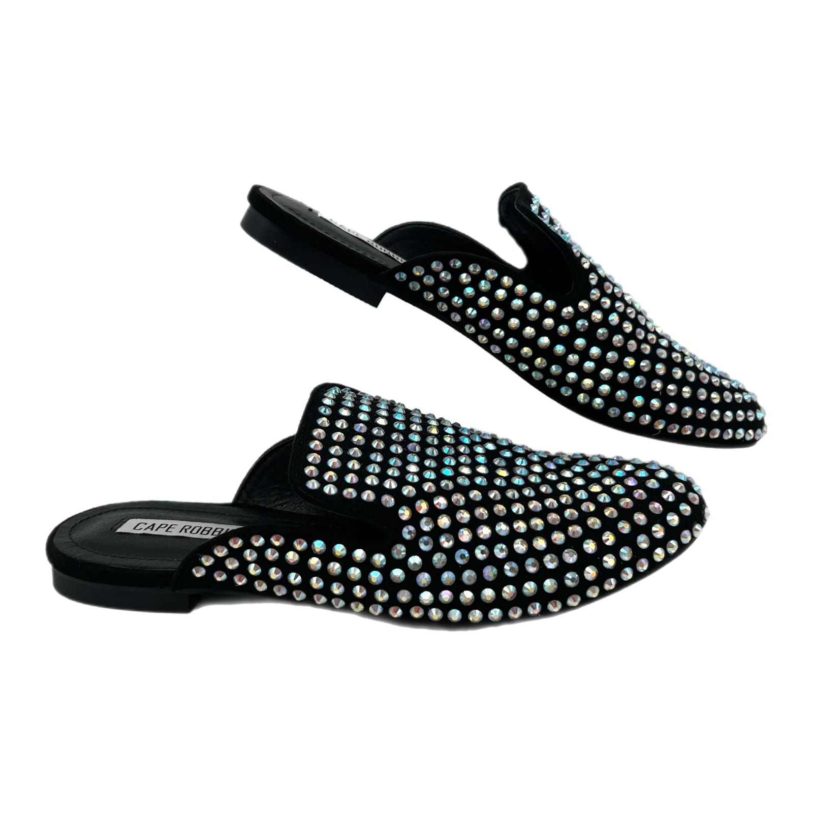 Cape Robbin Black Rhinestone Almond Toe Loafers