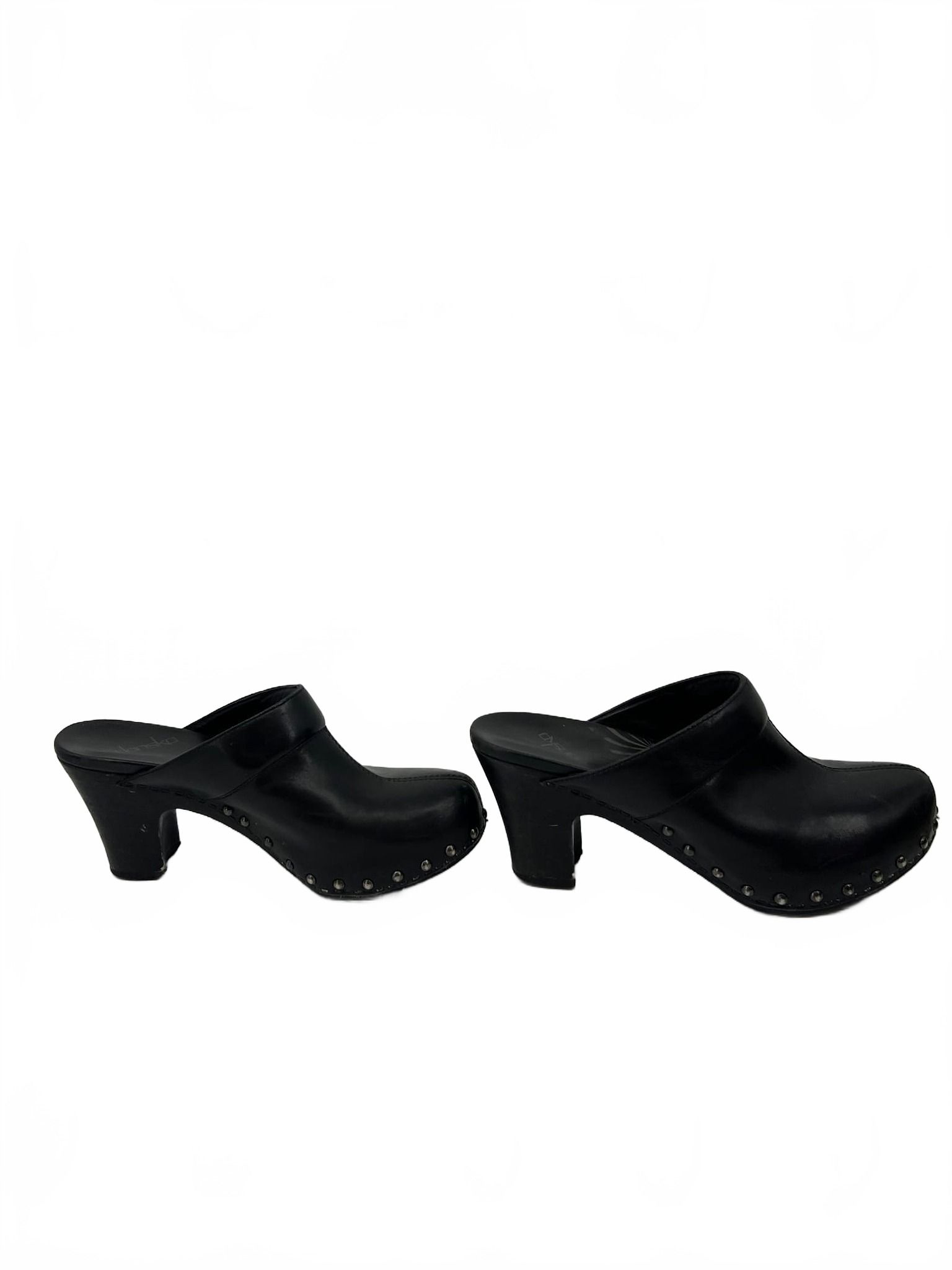 Dansko Black Heeled Clog Mules