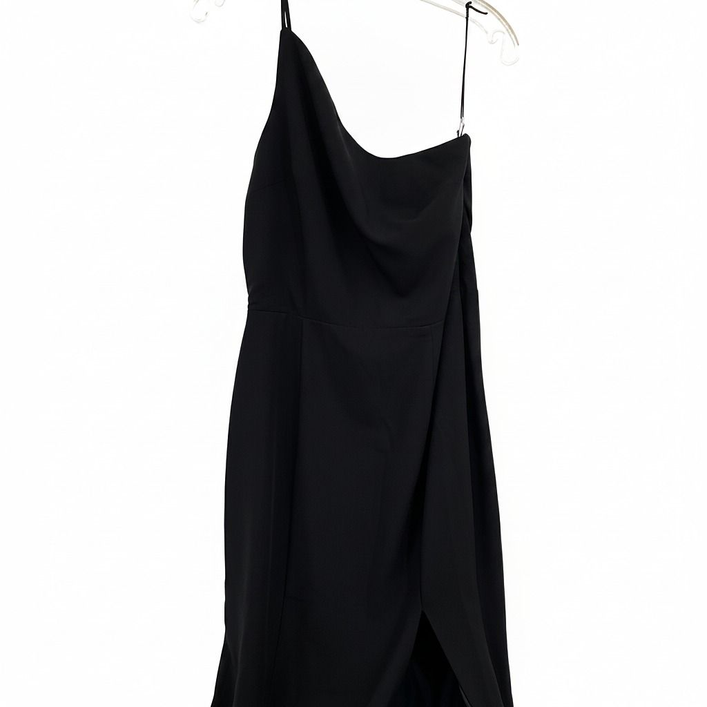 Amsale Black One-Shoulder Maxi Dress