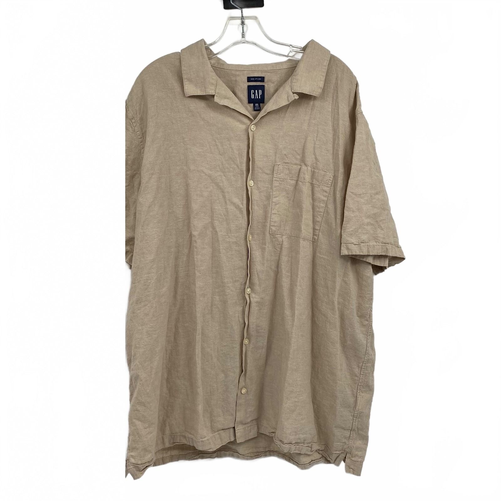 GAP Beige Cotton Linen Casual Button Down Shirt