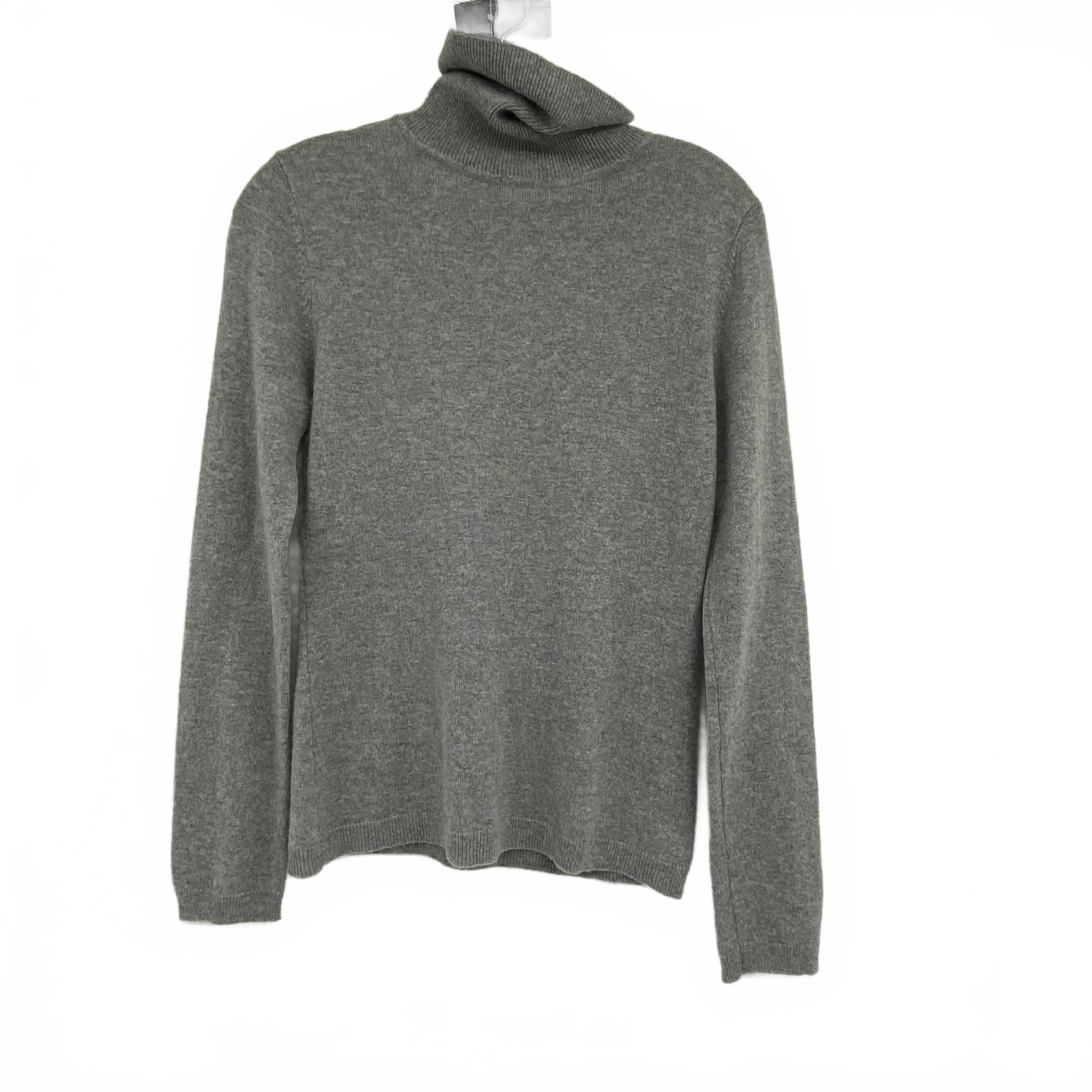 Garnet Hill Gray Cashmere Turtleneck Sweater