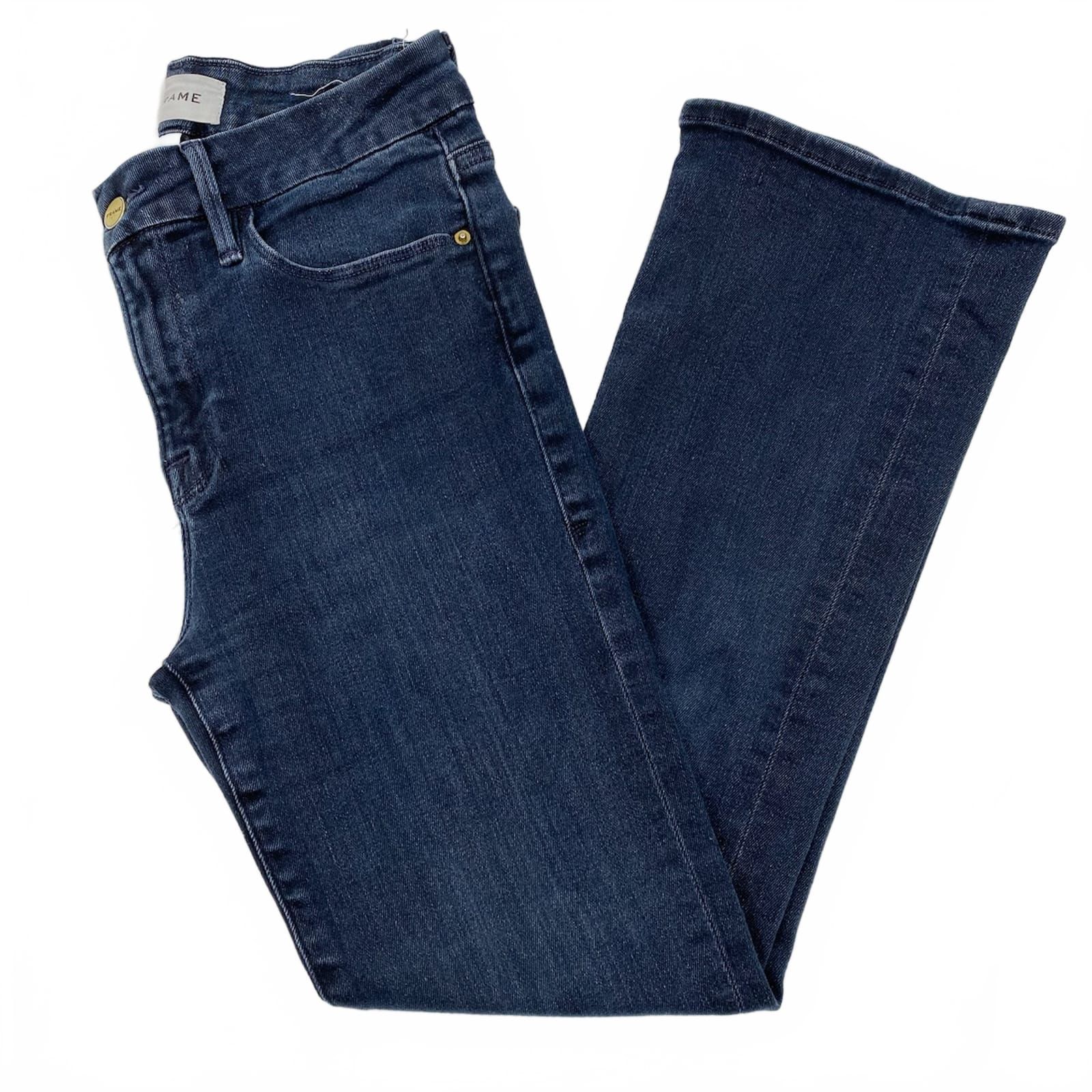Frame Denim Dark Wash Le Crop Mini Boot Cut Jeans