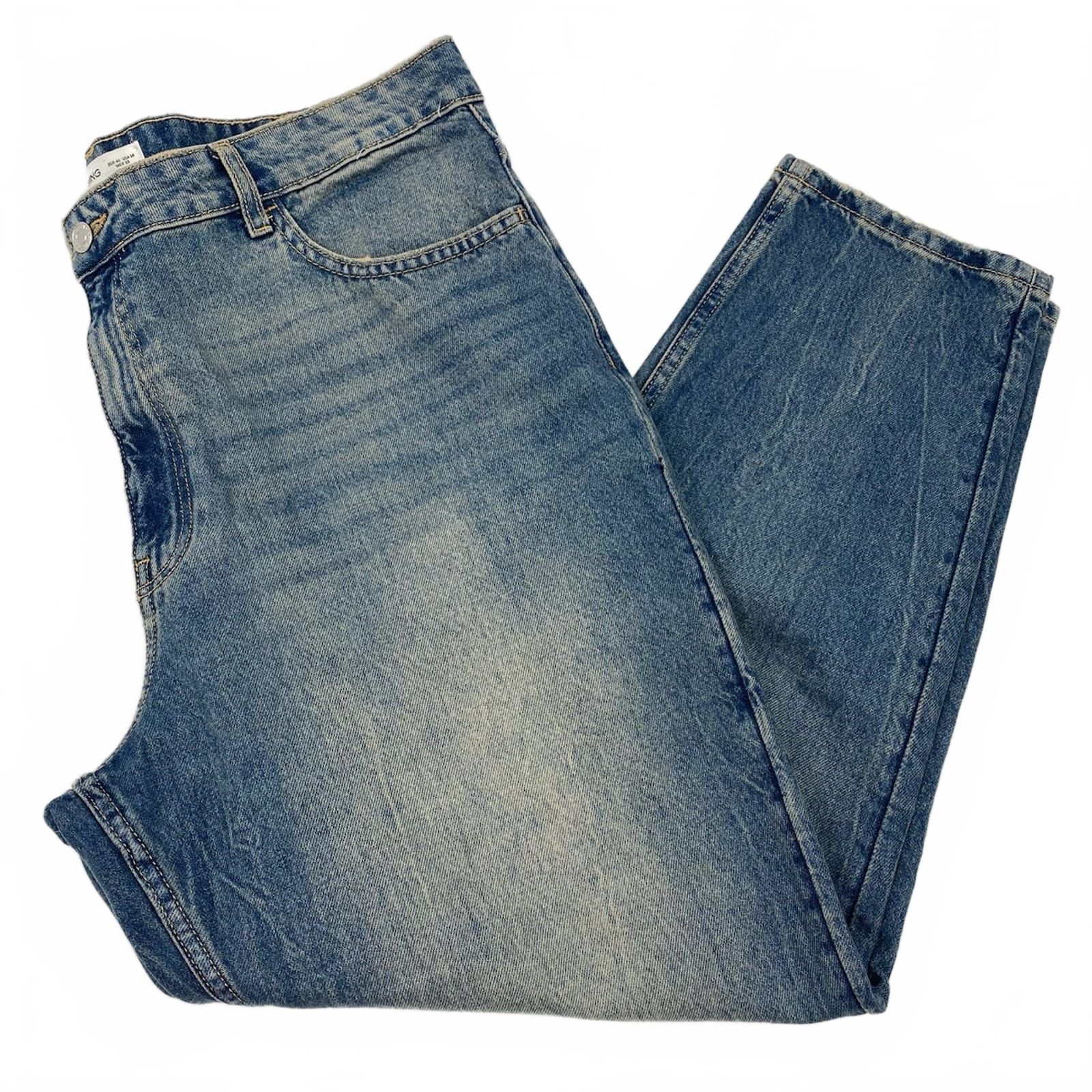 Mango Blue High Rise Mom Jeans