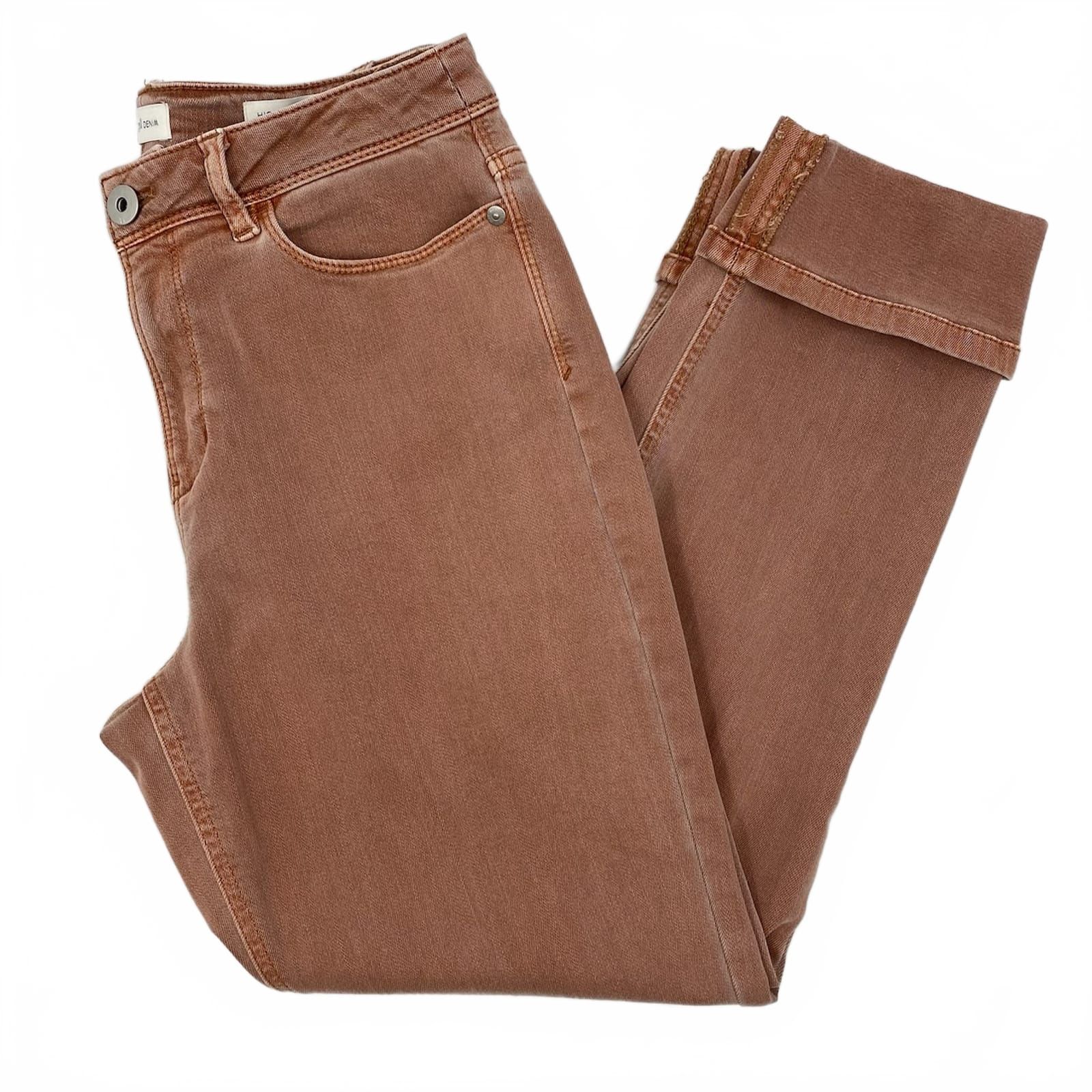 J. Jill Orange High-Rise Cropped Cuffed Jeans