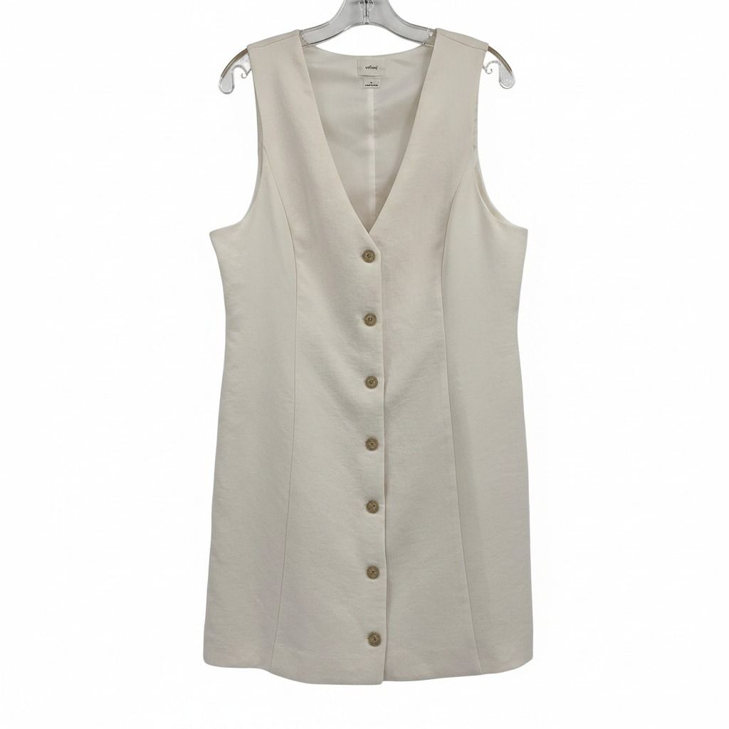 Wilfred Cream Button Front Sleeveless Mini Dress