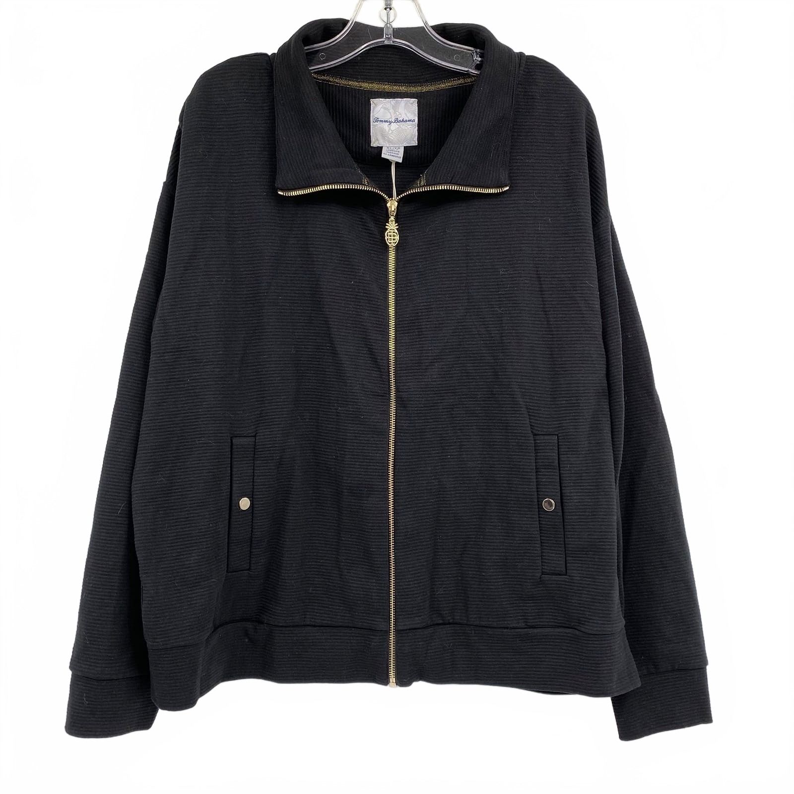 Tommy Bahama Black Gold Knit Ottoman Zip-Up Jacket