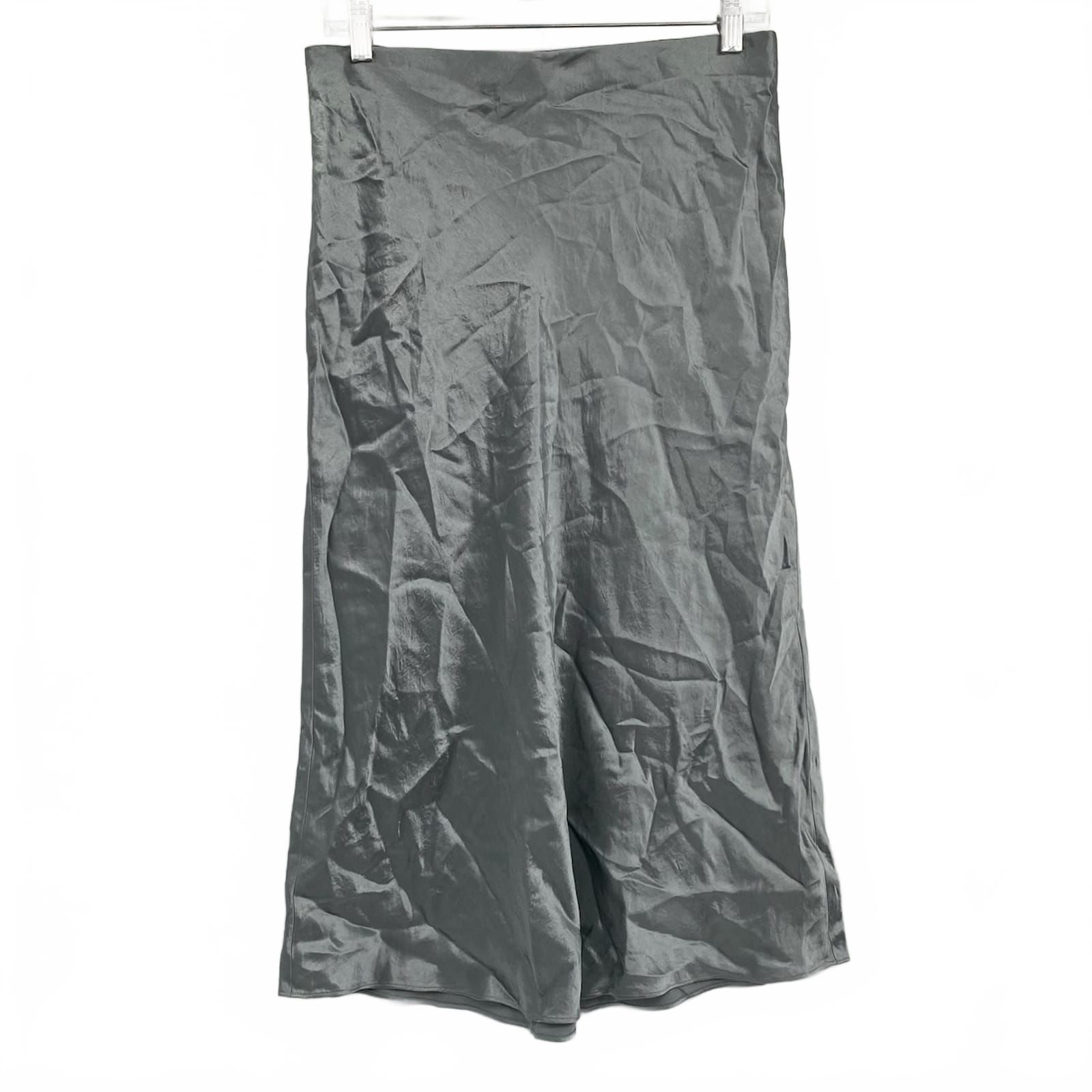 Vince Blue Gray Satin Midi Skirt