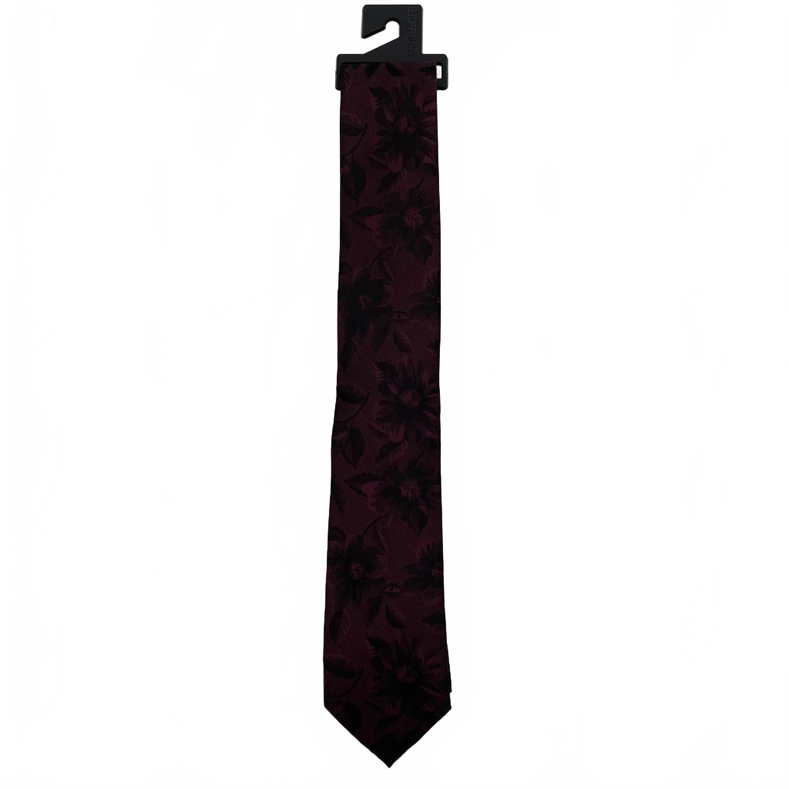 Express Burgundy Black Floral Silk Tie