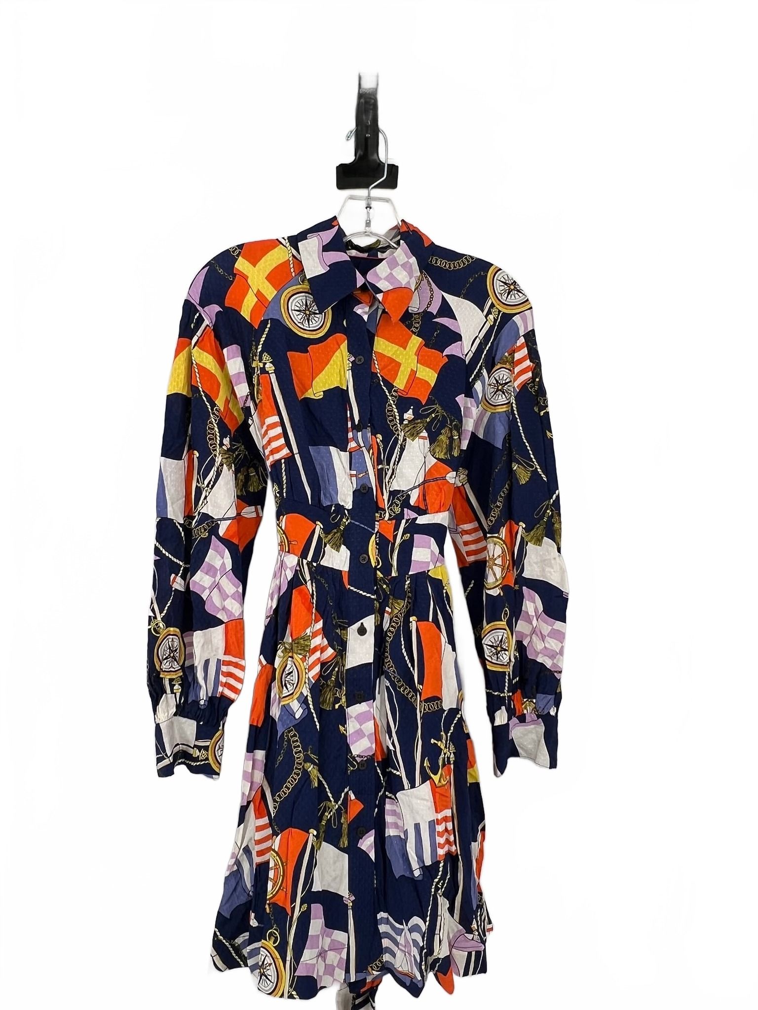 Maeve Navy Viscose Shirt Dress MIDI