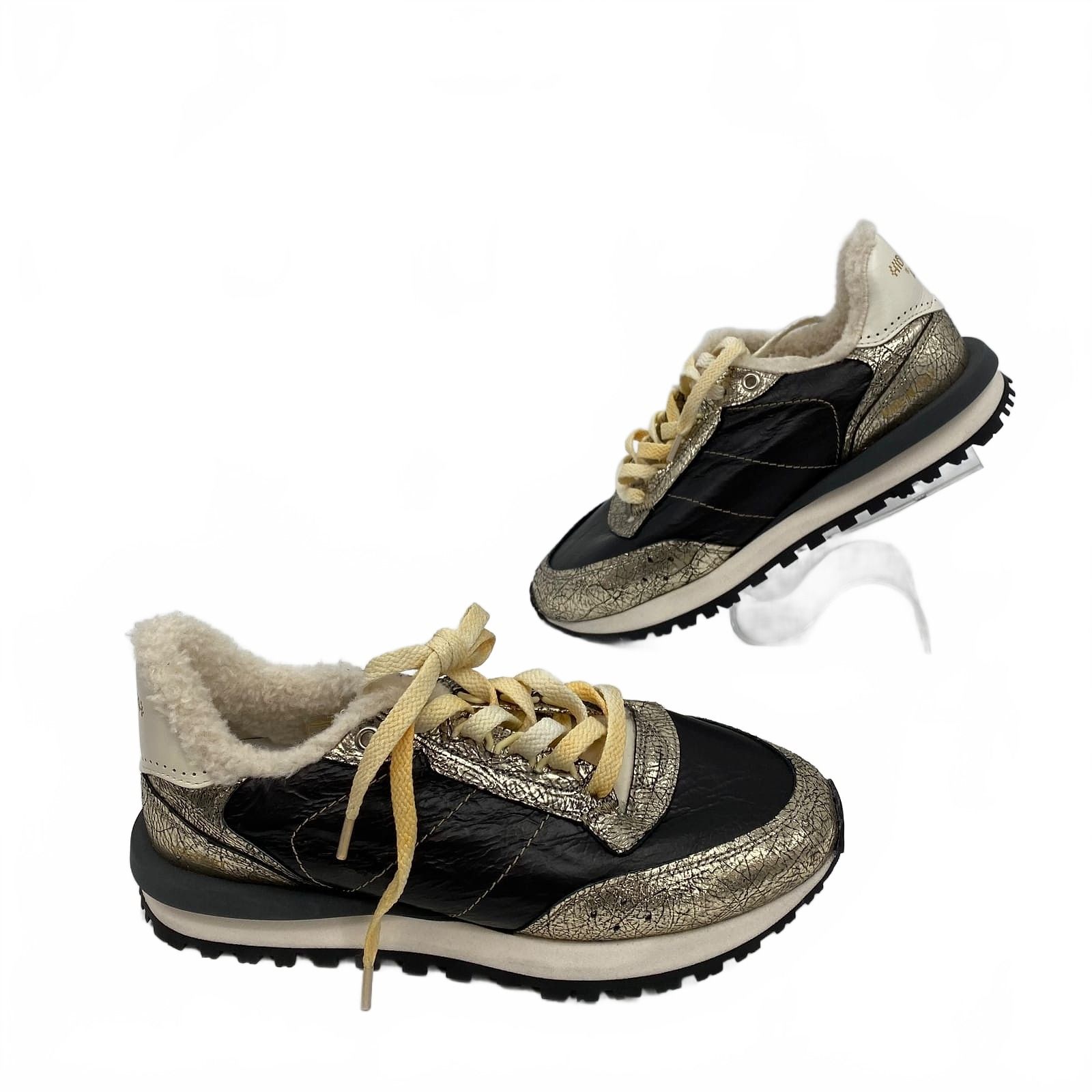 Hidn Ander Black Silver Sneakers Fur Trim