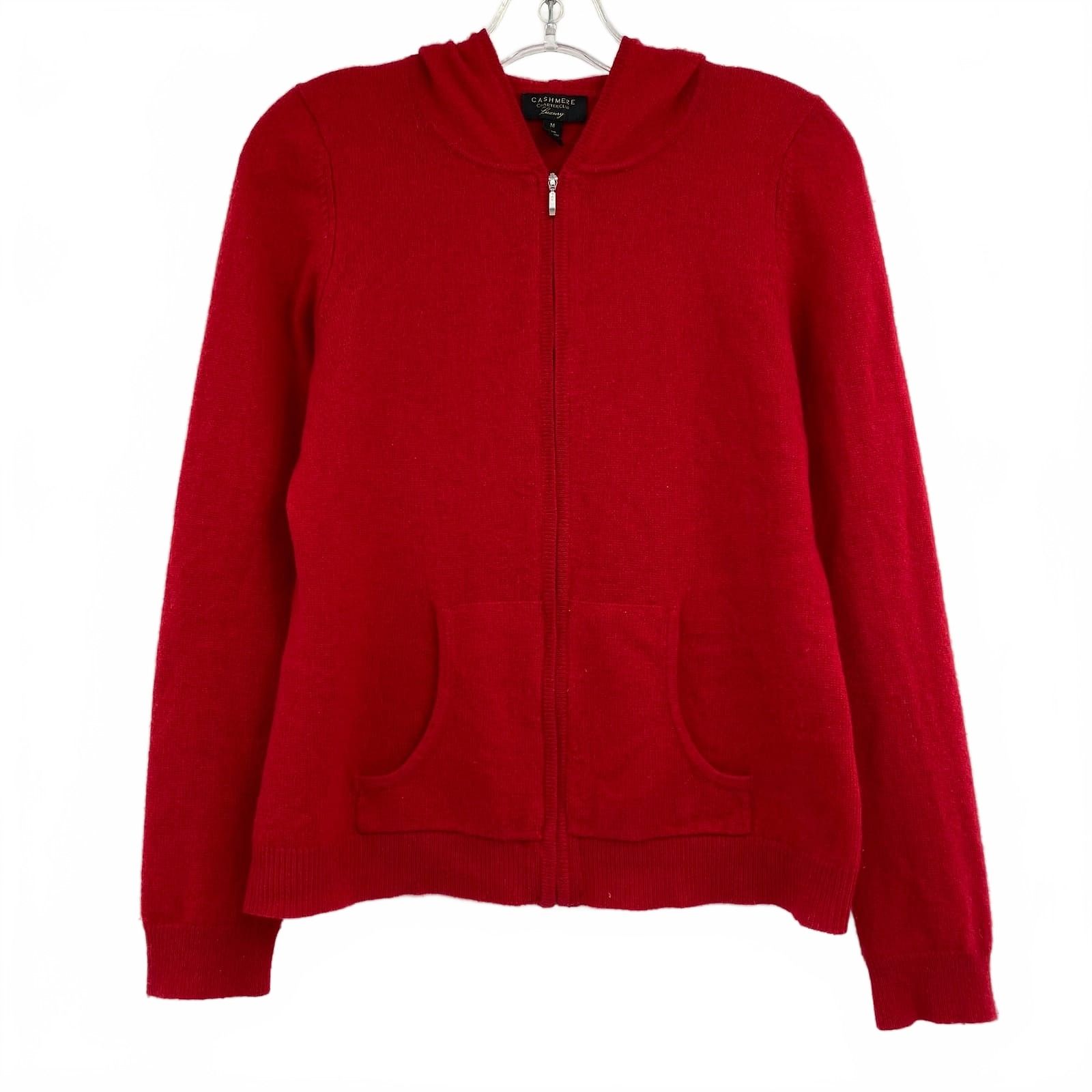 Charter Club Red Cashmere Knit Zip-Up Sweater