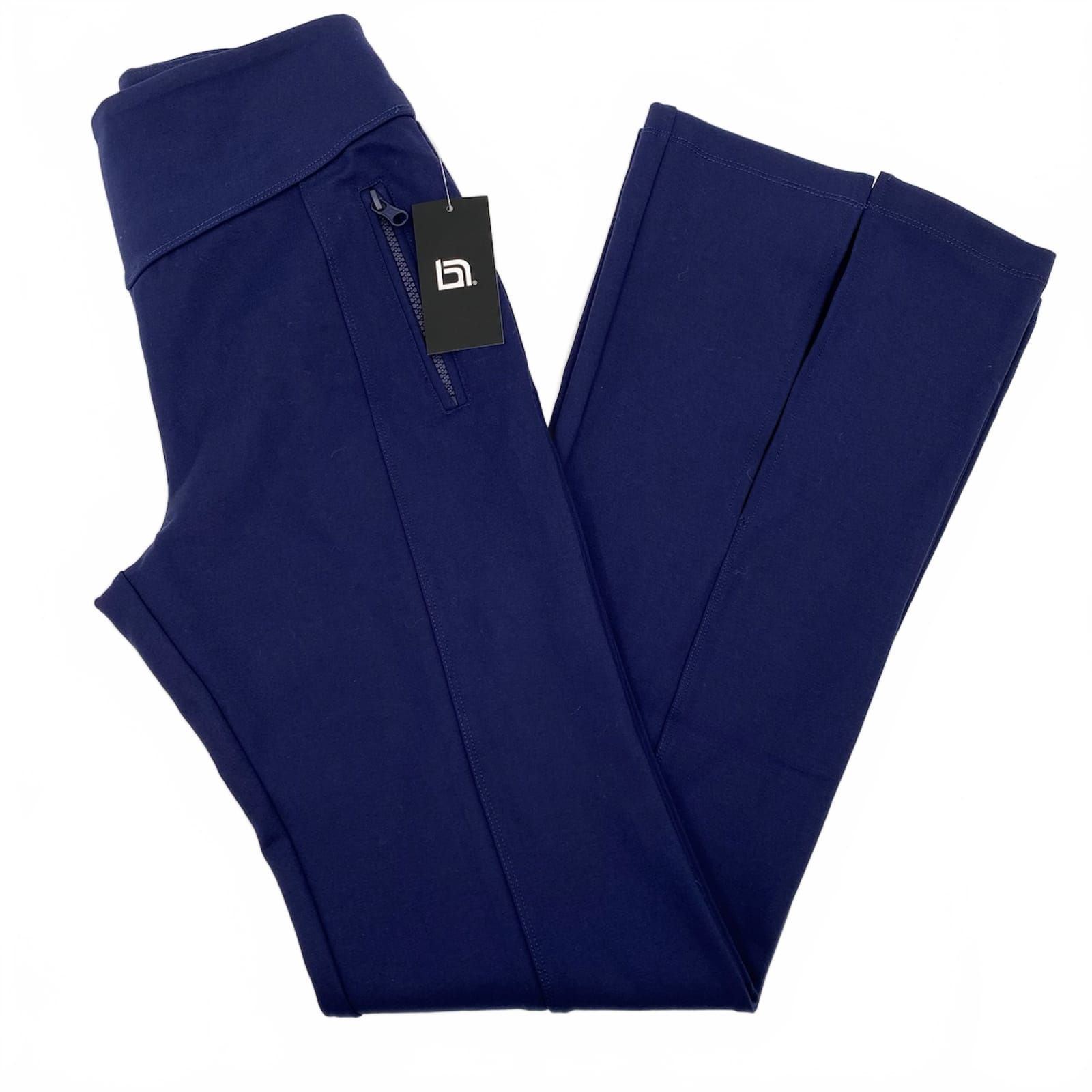 Blanc Noir Navy Blue Cara Split Hem Flare Pants