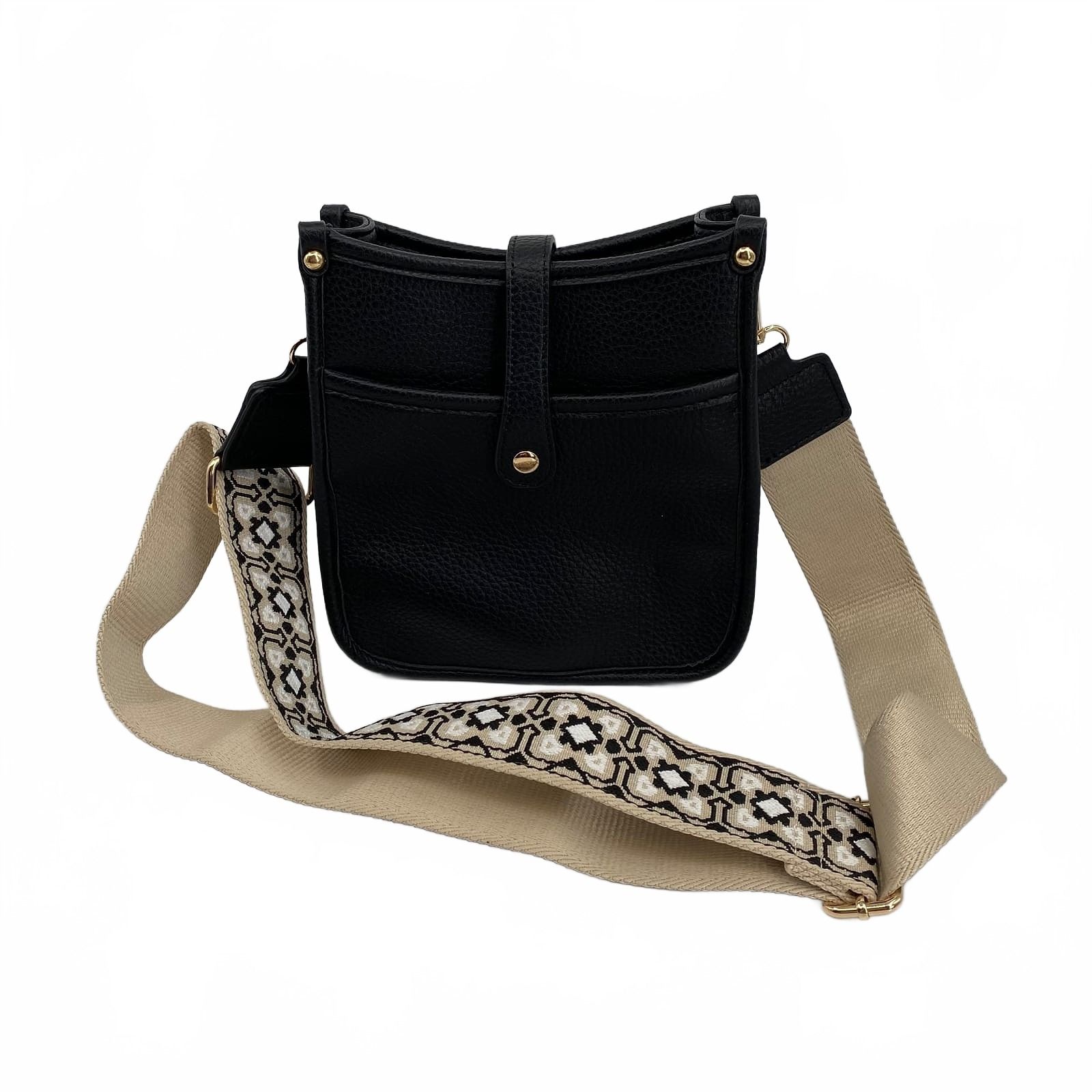 Moda Luxe Black Faux Leather Crossbody Bag