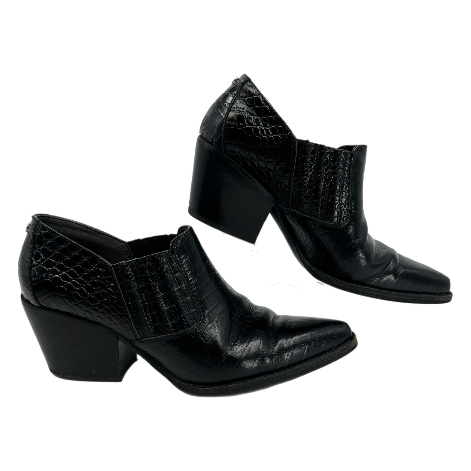 Sam Edelman Black Patent Pointed Toe Booties