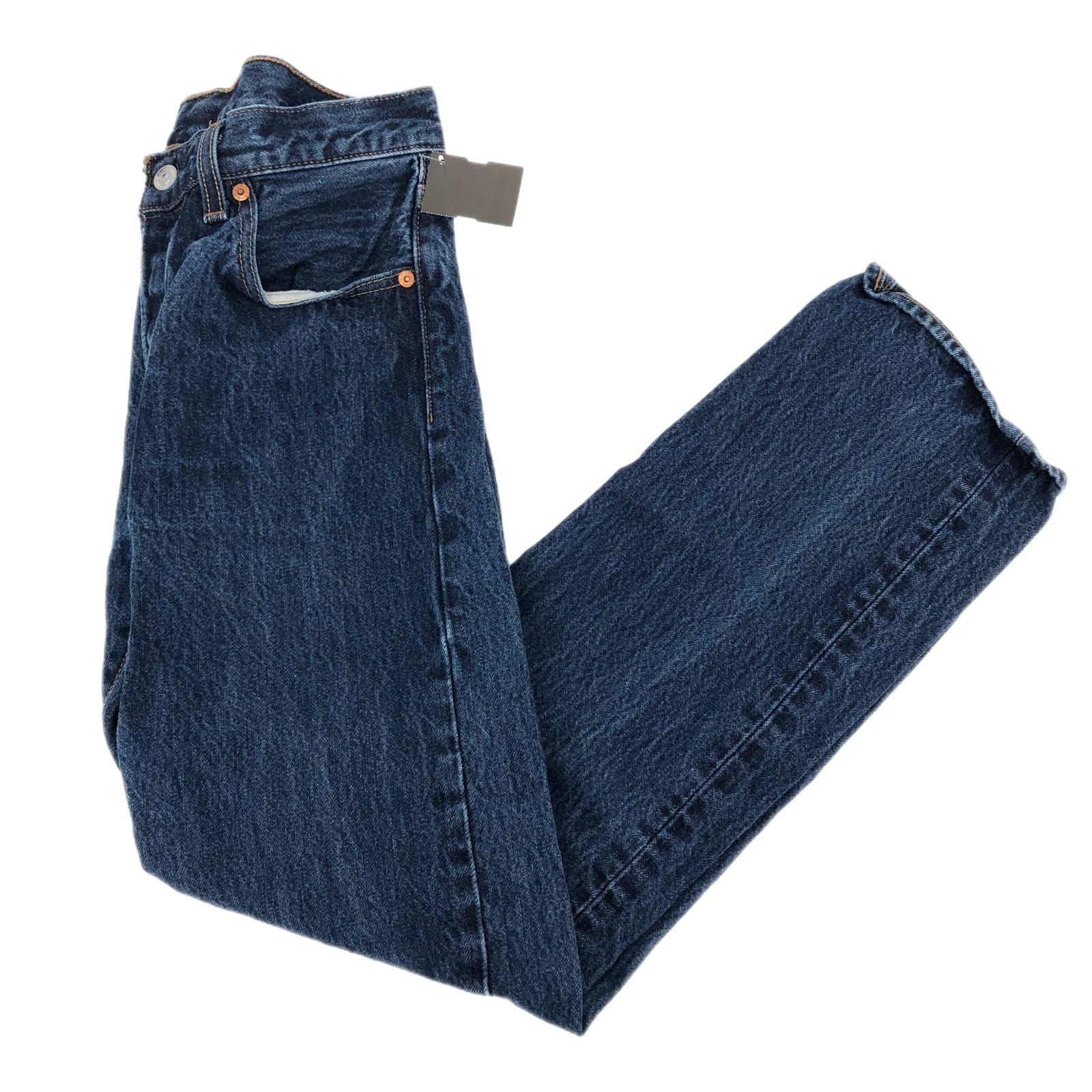 Levi's Blue Mid-Rise Straight-Leg Jeans 28in Inseam Medium Wash