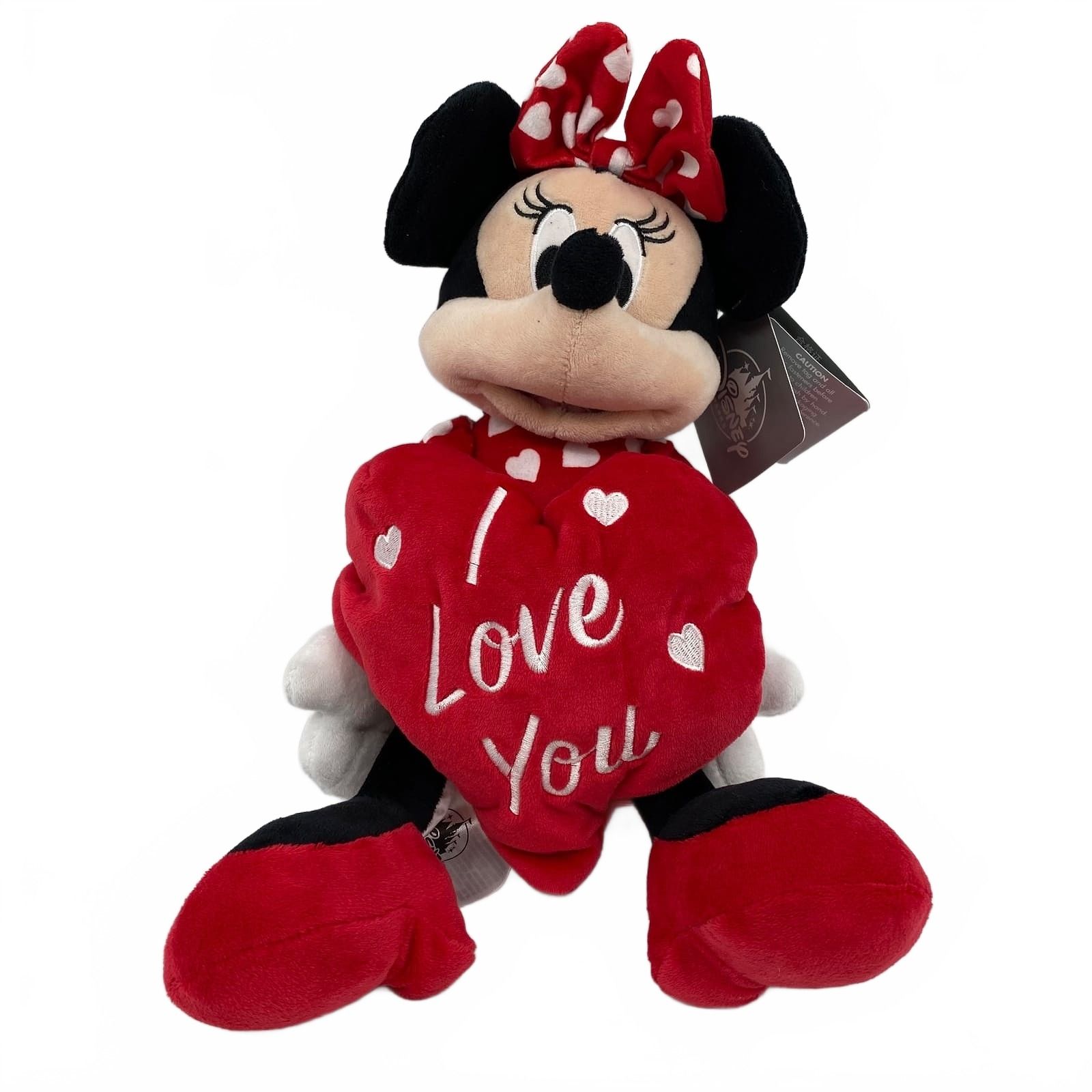 Disney Red Black I Love You Heart Minnie Mouse Plush