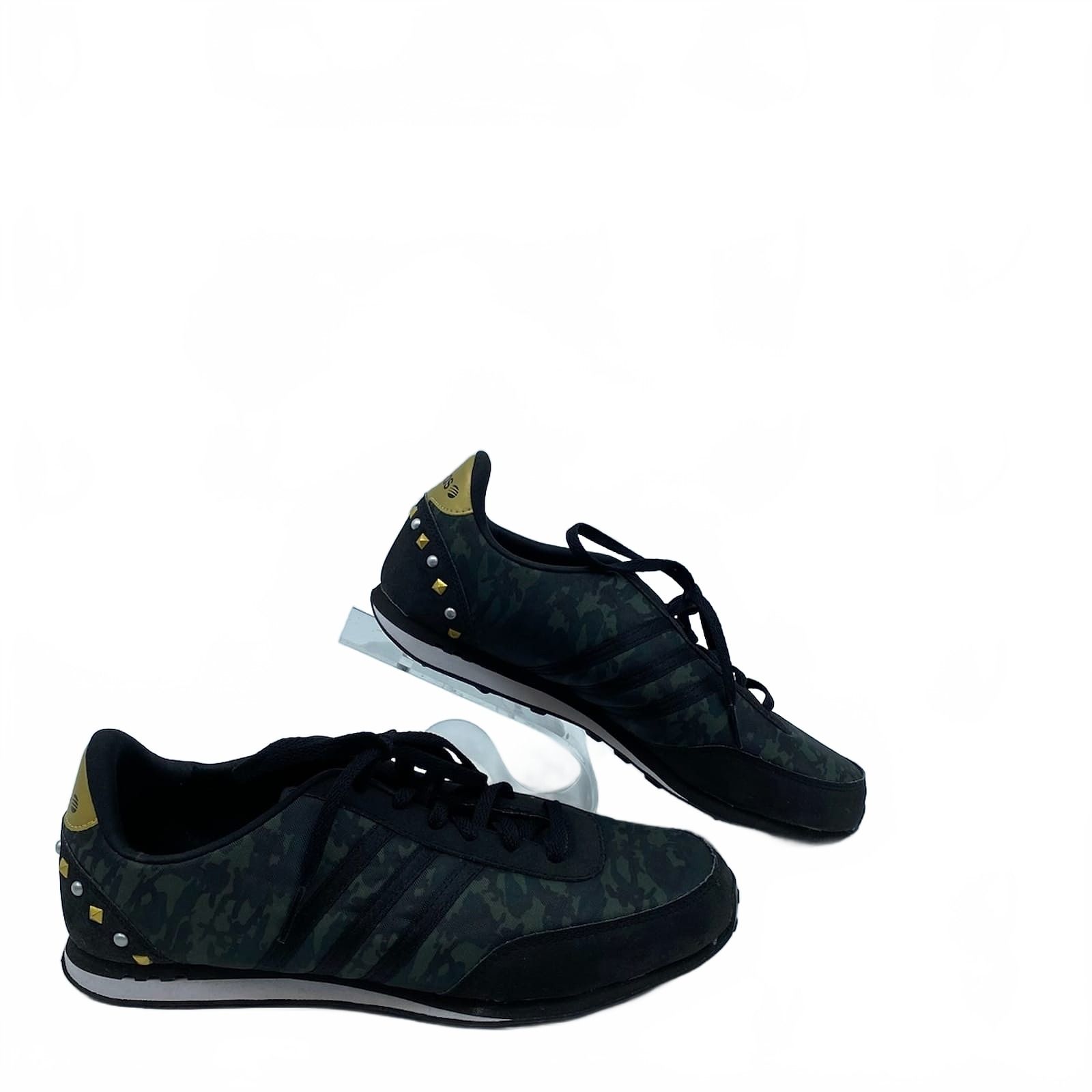 adidas Black/Green Camouflage Studded Sneakers