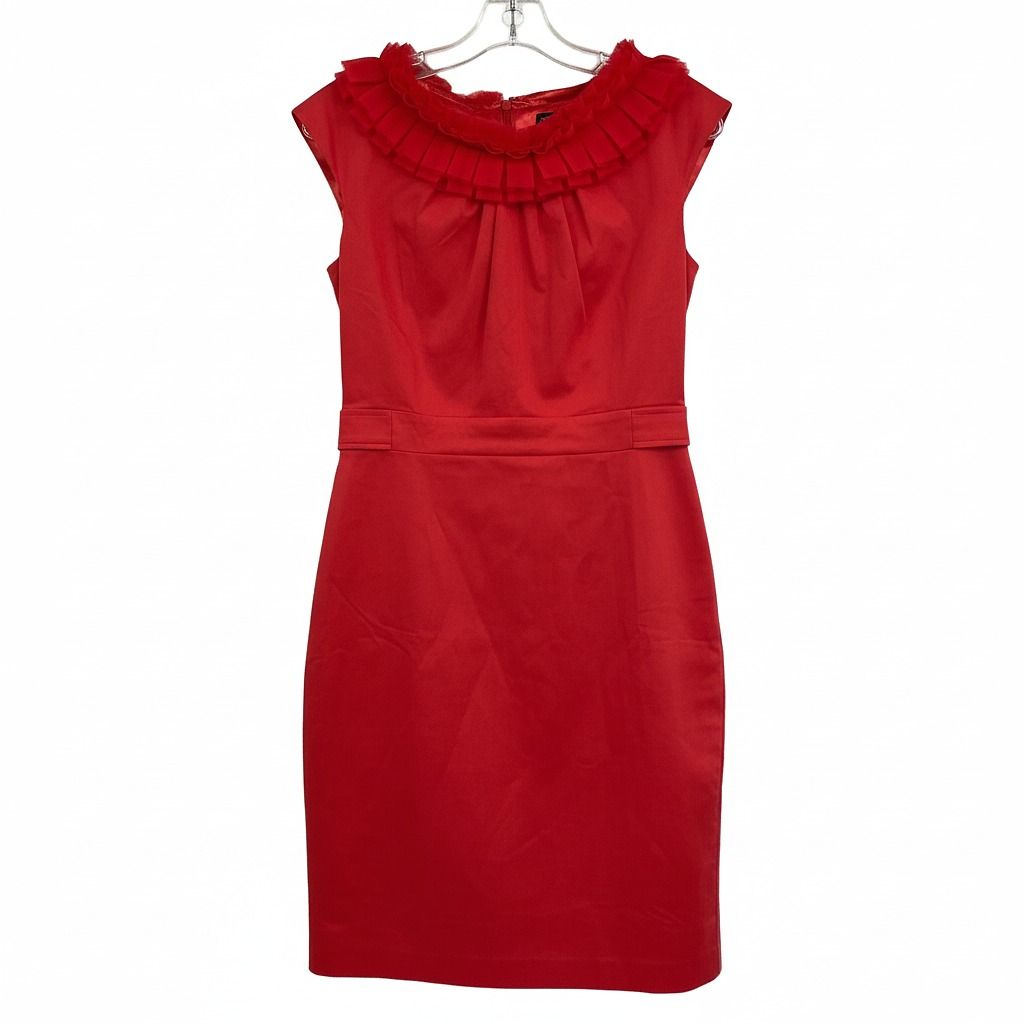 Ted Baker Red Pleated Ruffle Neckline Mini Dress