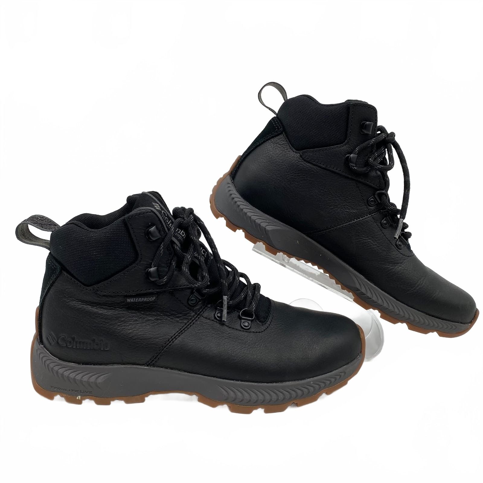 Columbia Black Leather Lace-Up Waterproof Ankle Boota