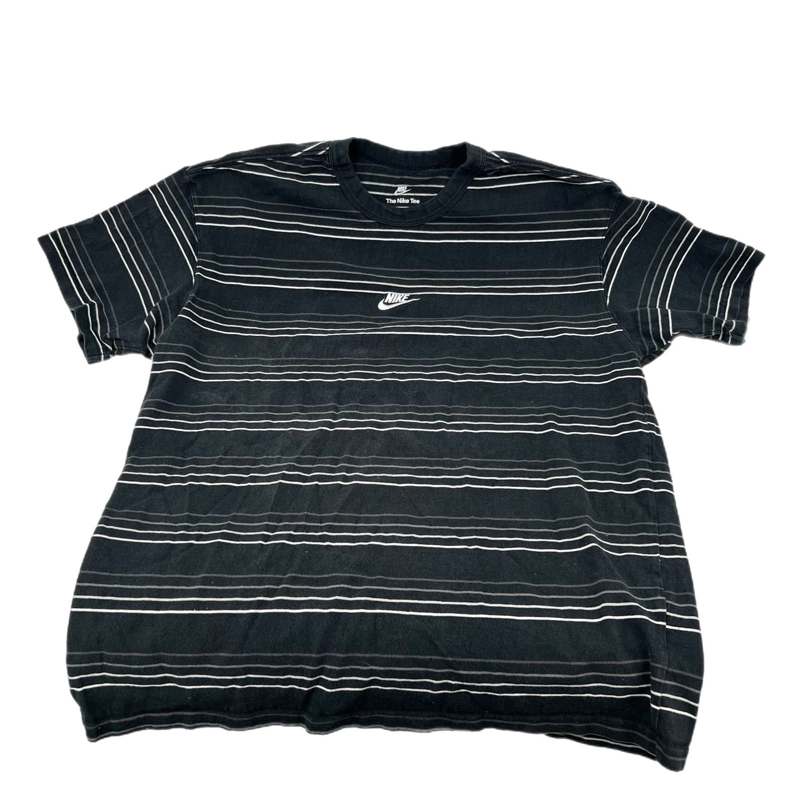 Nike Black Striped Cotton T-Shirt