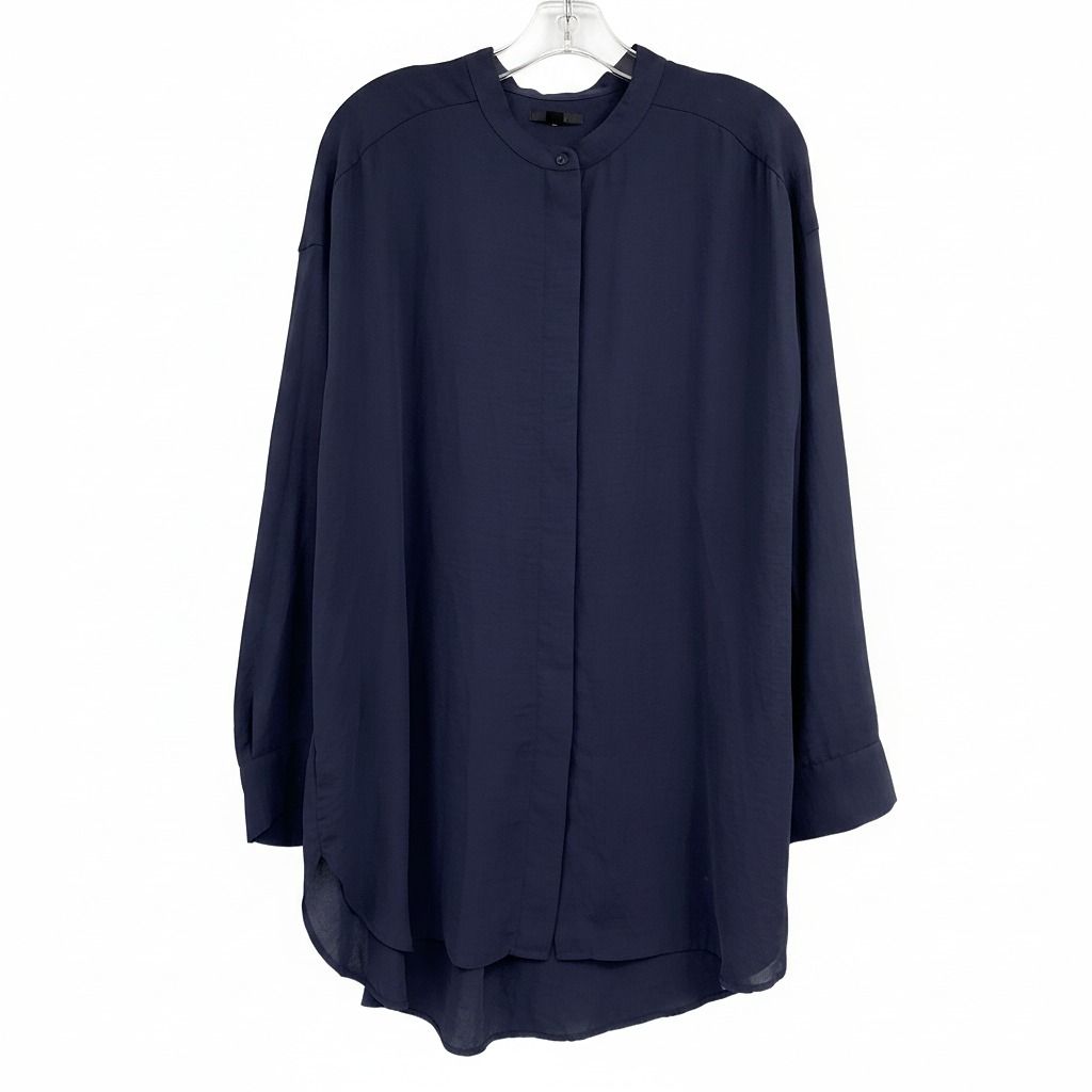 COS Navy Blue Button Up Blouse