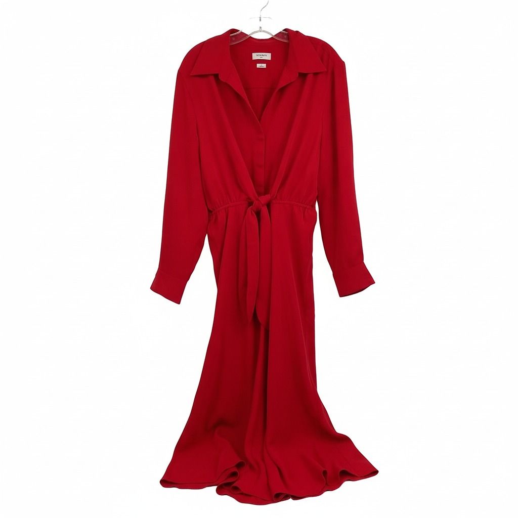 Babaton Red Abbery Tie Front Midi Dress