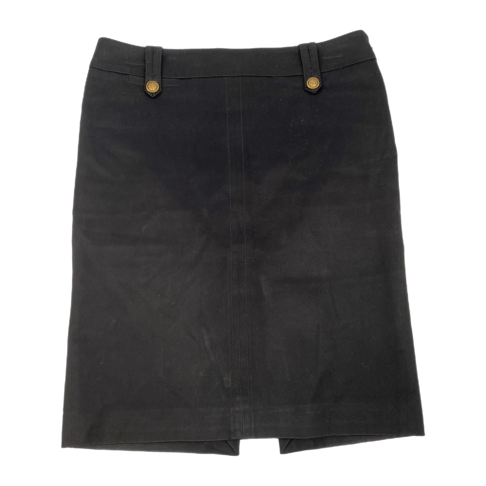 Gucci Black Pencil Skirt with Gold Button Accents