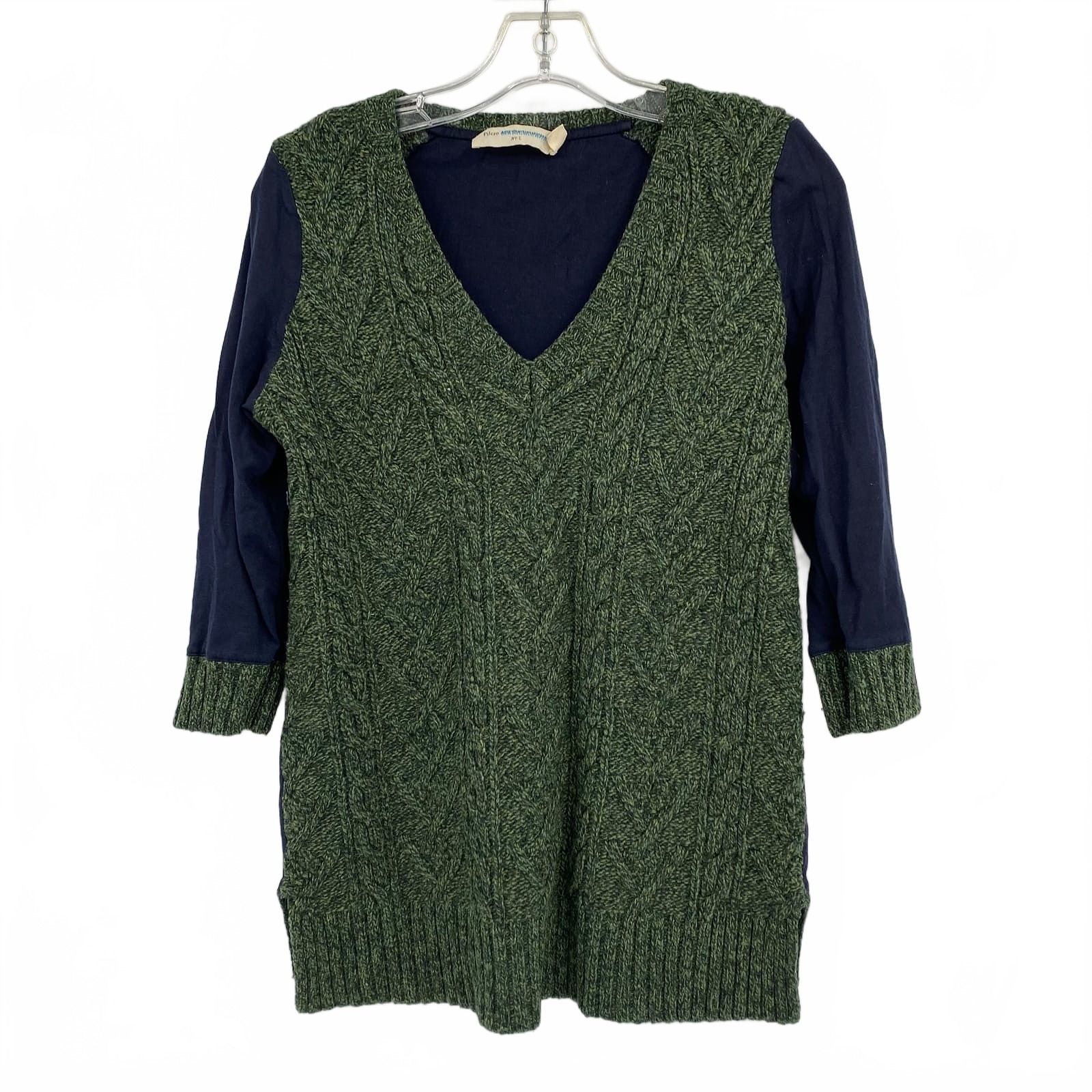 Pilcro and the Letterpress Blue Green V-Neck Sweater