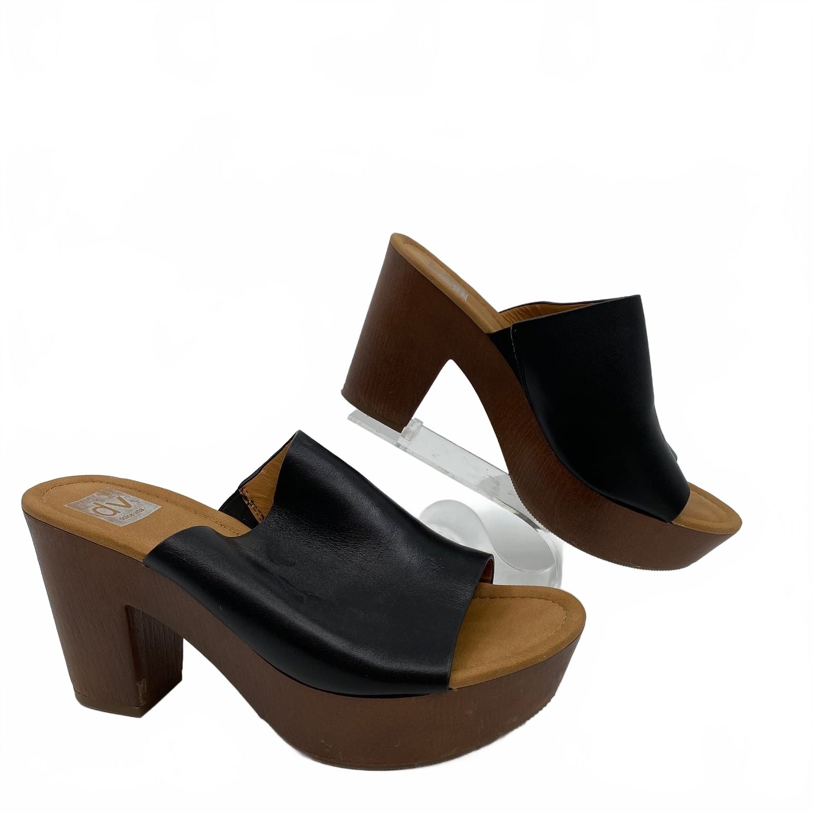 Dolce Vita Henna Black Leather Clog Mules