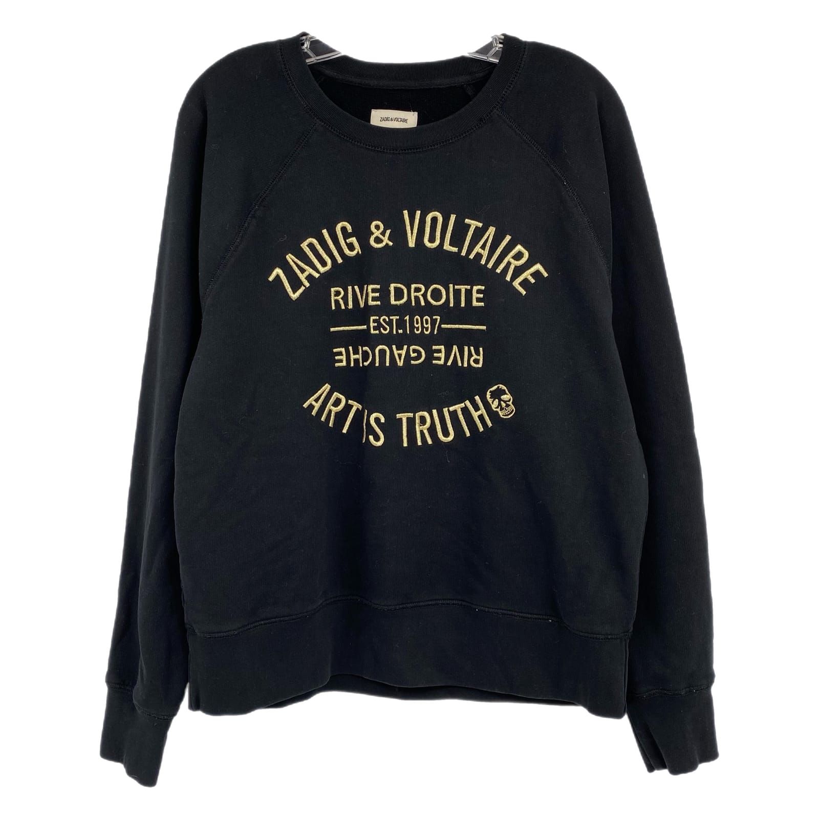 Zadig & Voltaire Black Gold Embroidered Crewneck Sweatshirt