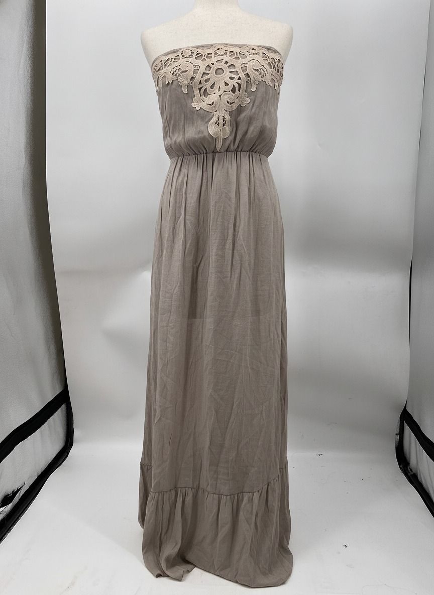 LC Lauren Conrad Gray Strapless Maxi Dress