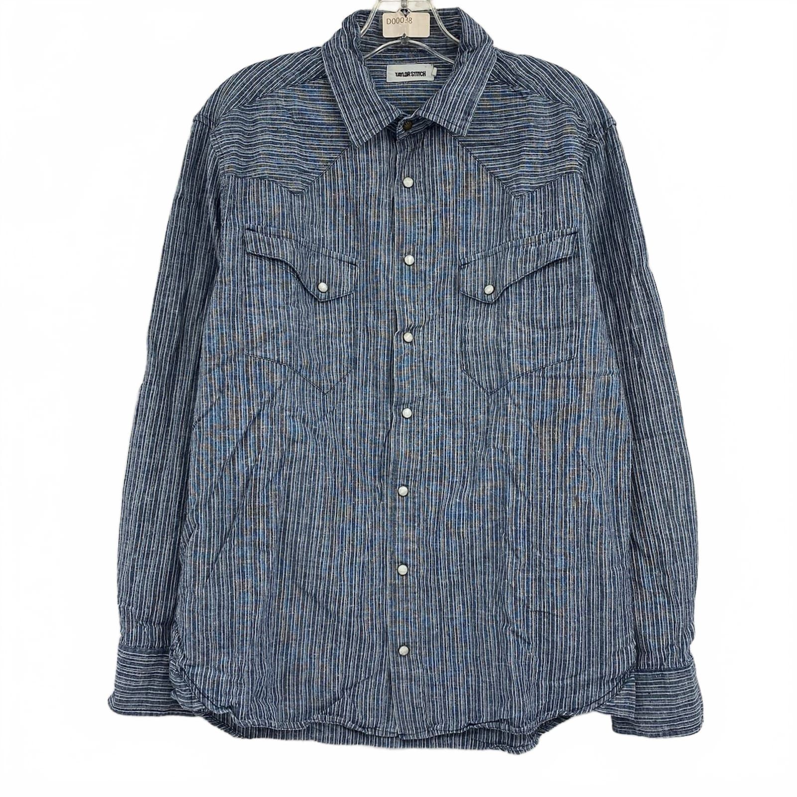 Taylor Stitch Blue/White Striped Hemp-Cotton Button Down
