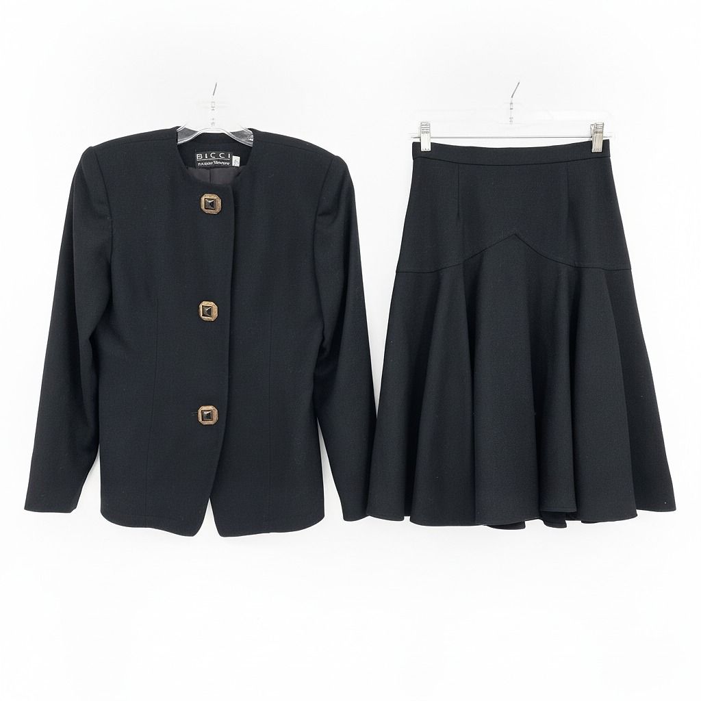 Bicci Black Vintage Peplum Midi Skirt