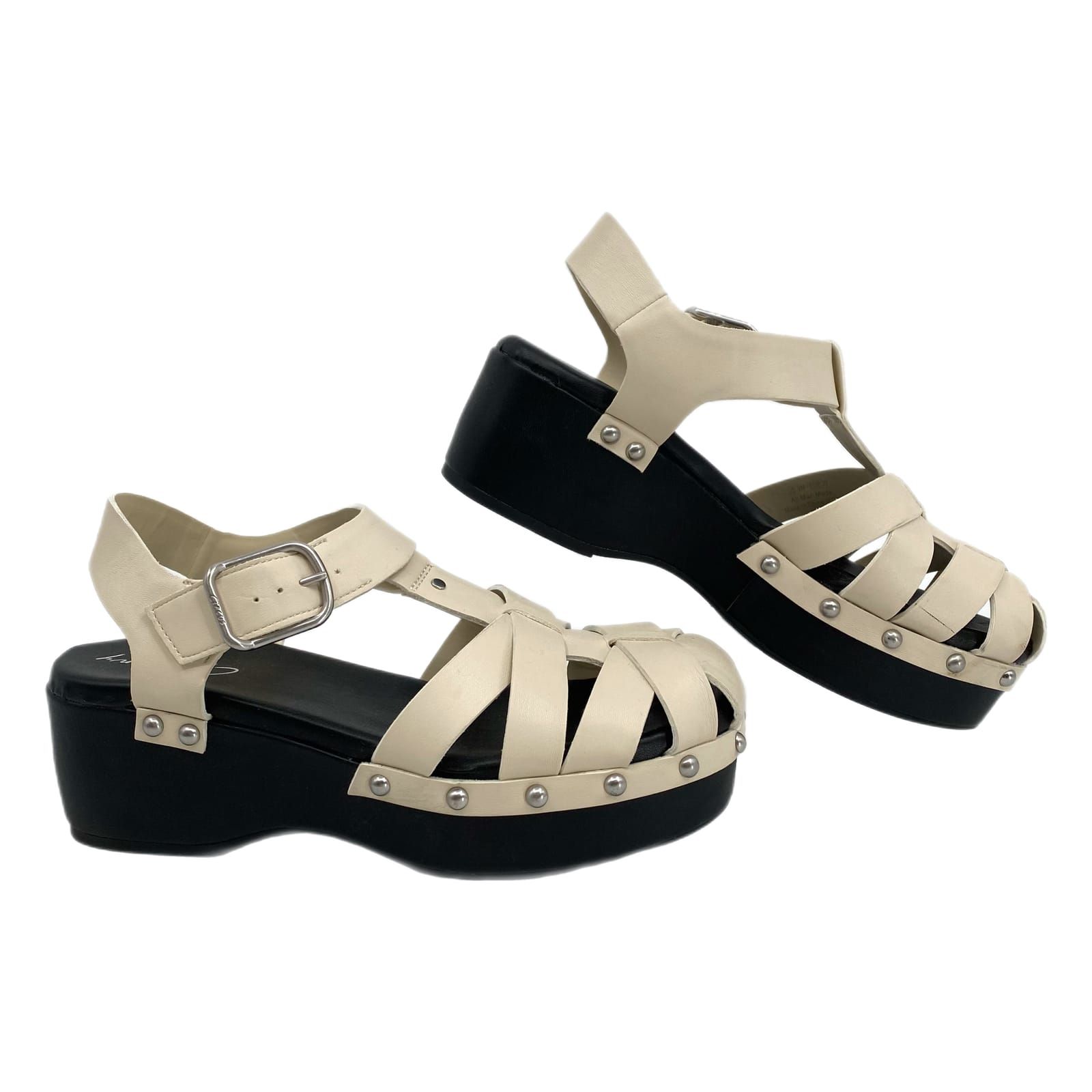 Sam Edelman Cream Black Jedda Strappy Platform Sandals