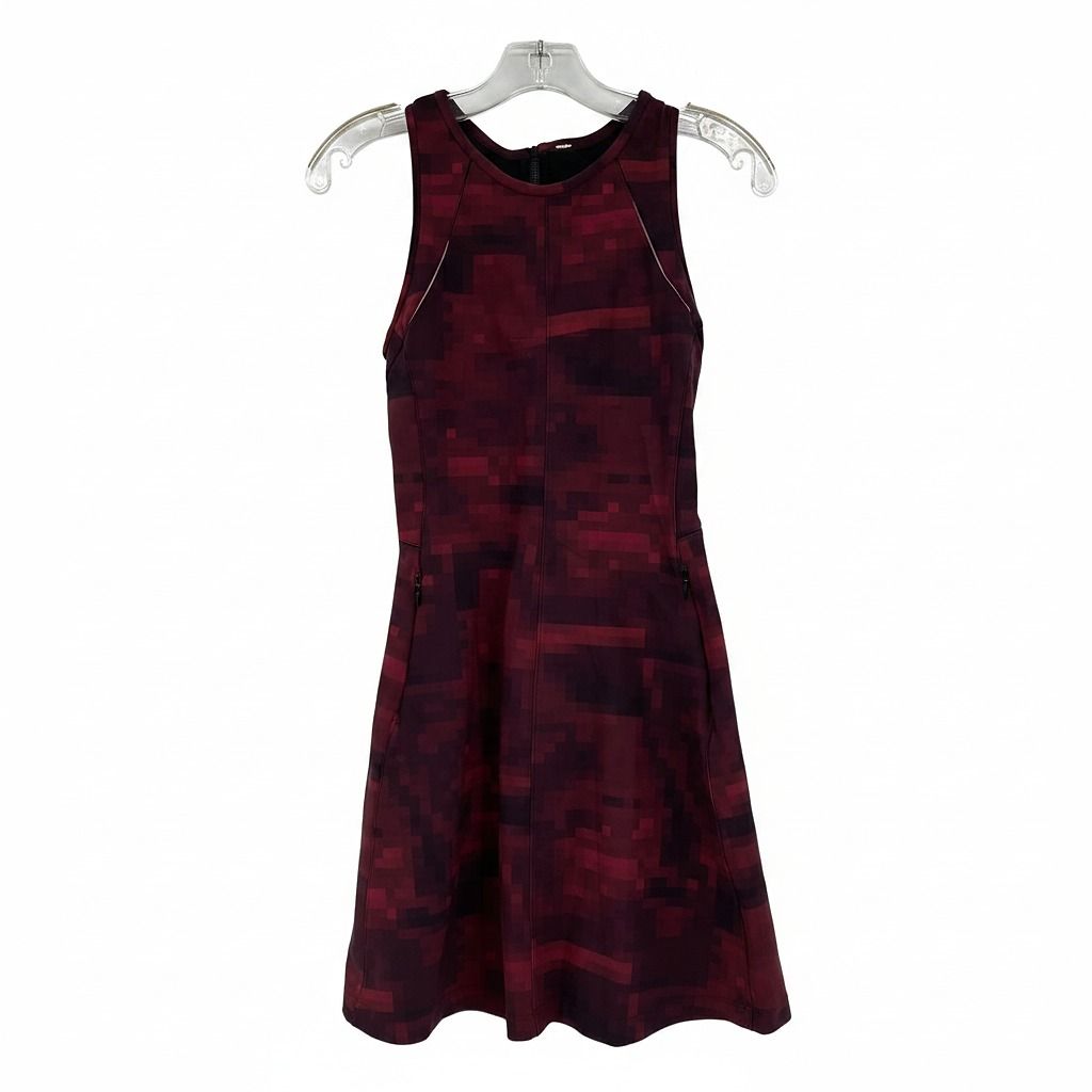 lululemon Burgundy Black Pixel Print Mini Dress